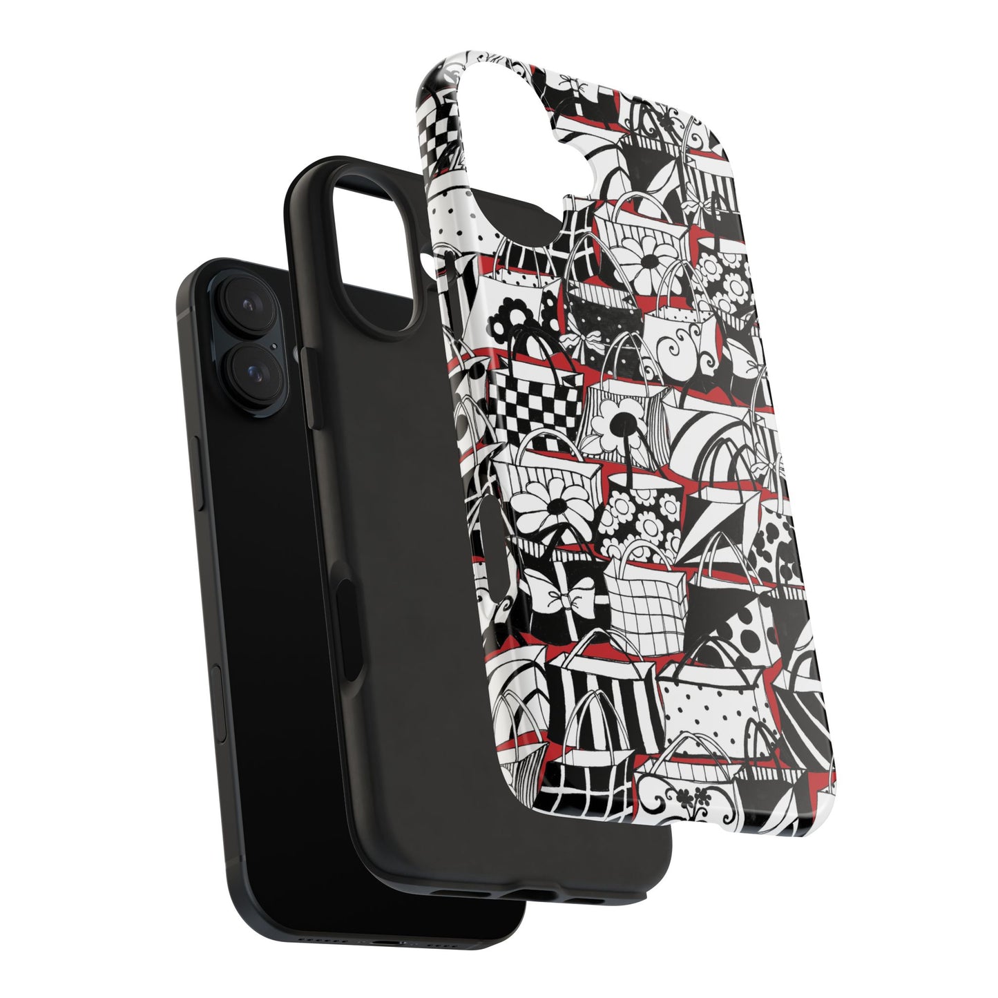 Totally Black, White & Red Phone Case