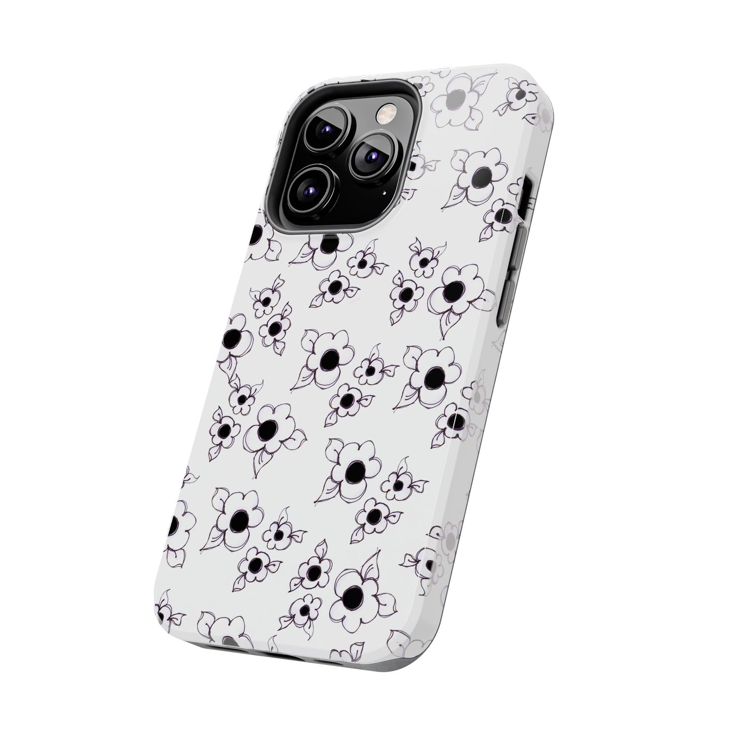 Daisy Cluster White / Black Phone Case