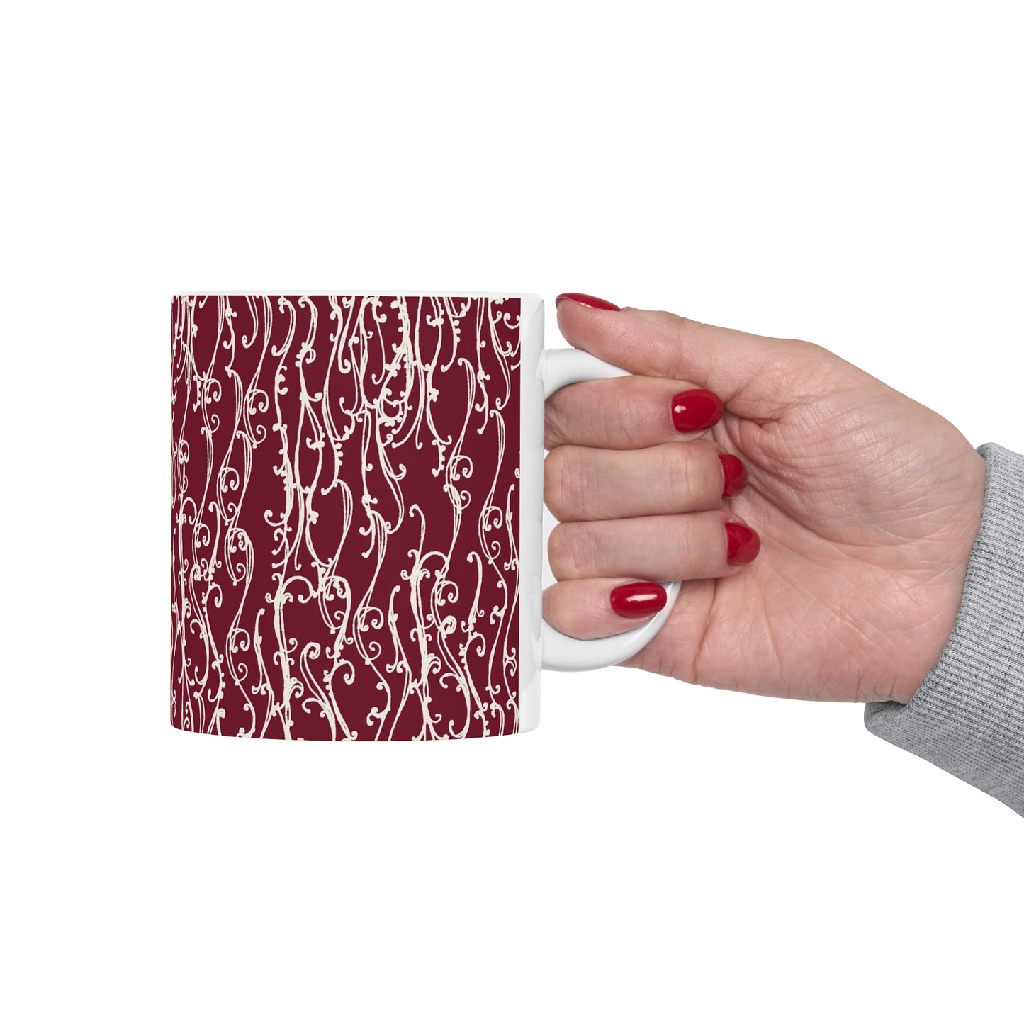 Swan Scroll Red / White Cup