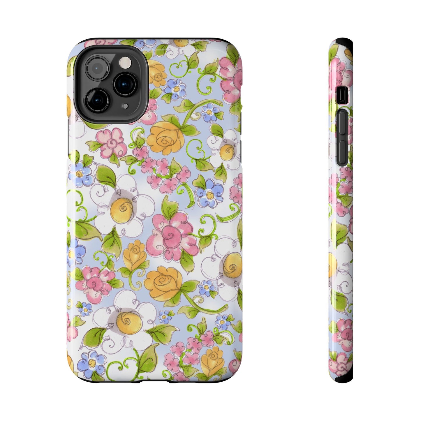 Flower Frolic Blue Phone Case