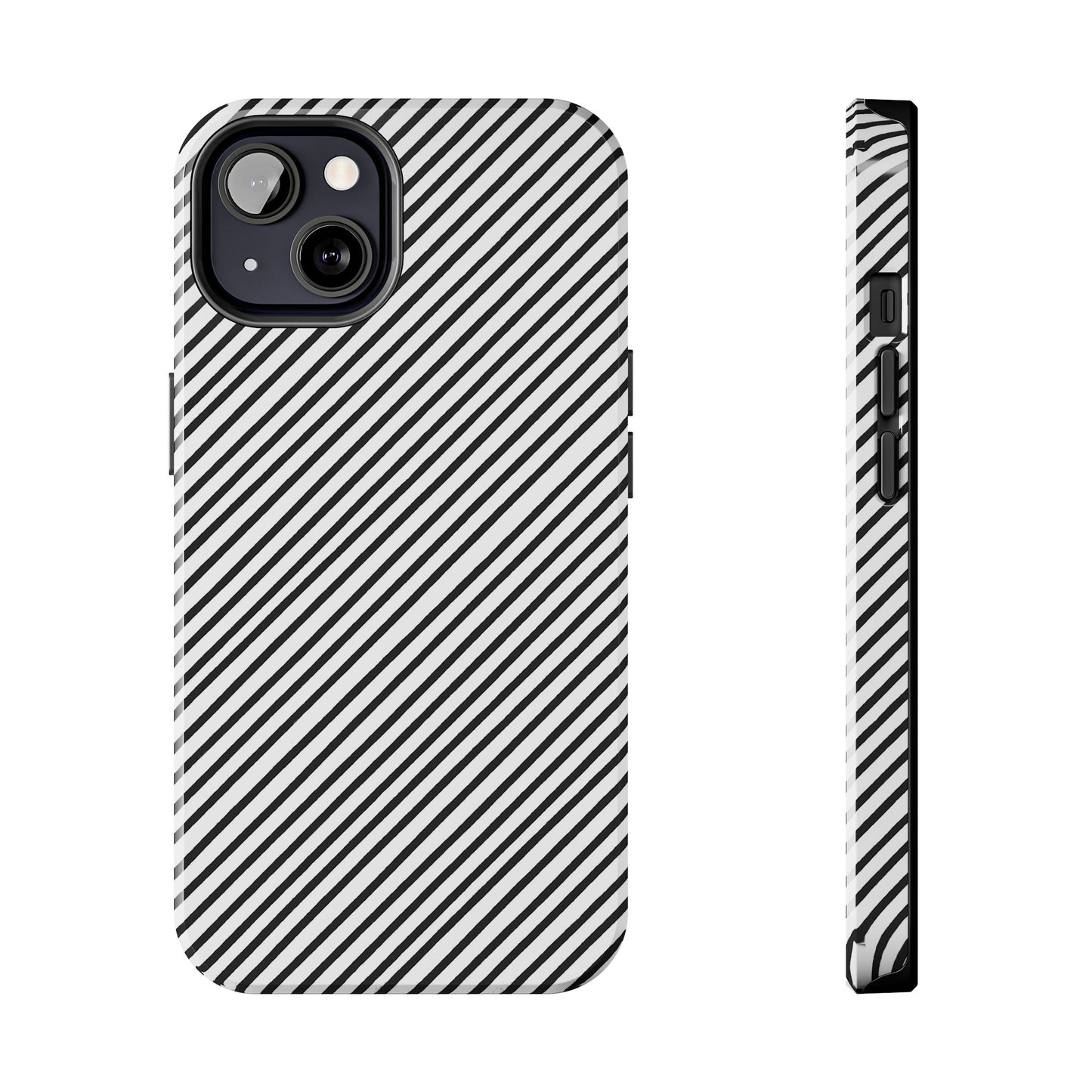 Diagonal Stripe White / Black Phone Case