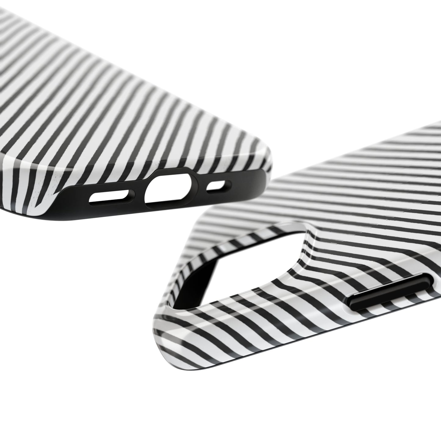 Diagonal Stripe White / Black Phone Case