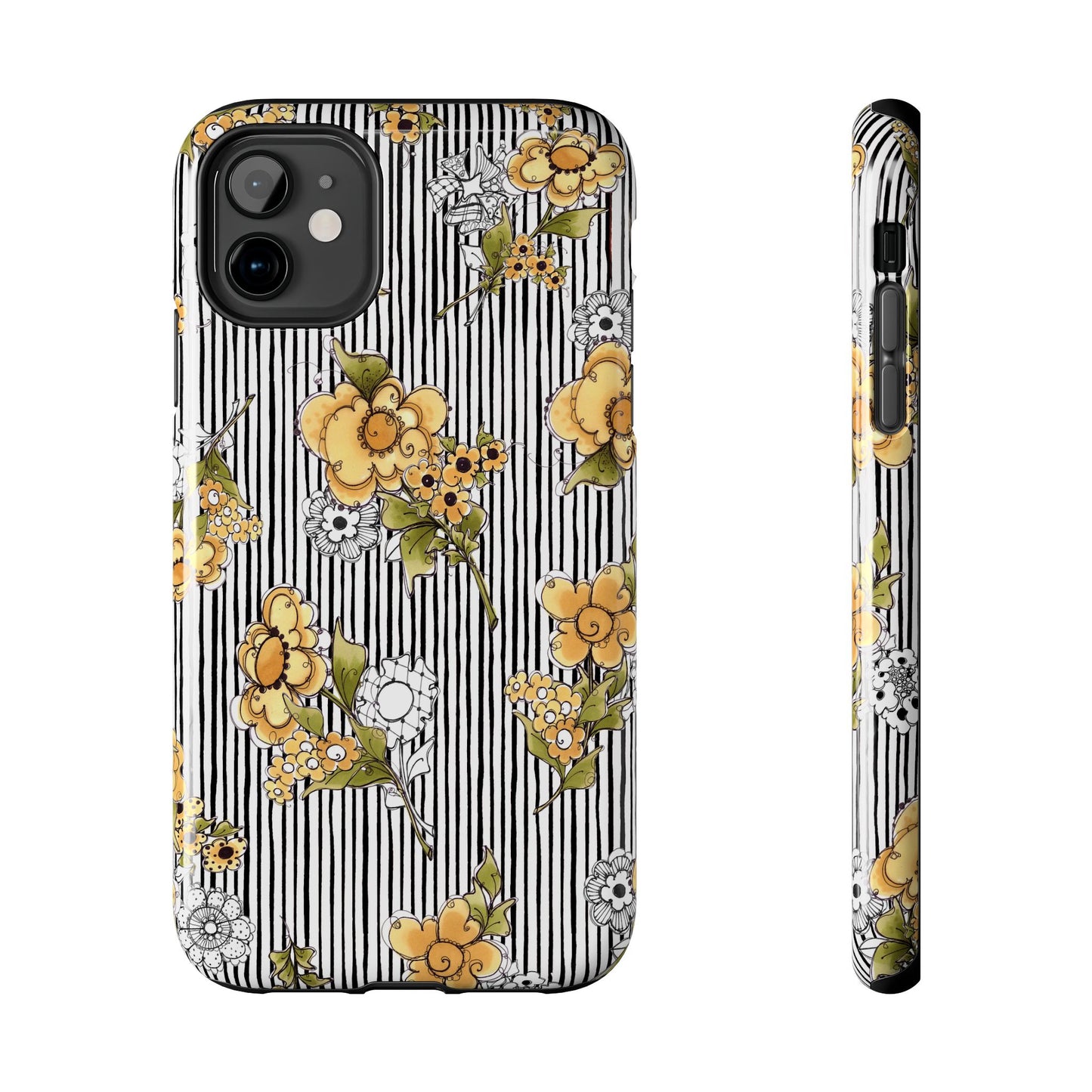 Bee Floral White / Black Phone Case