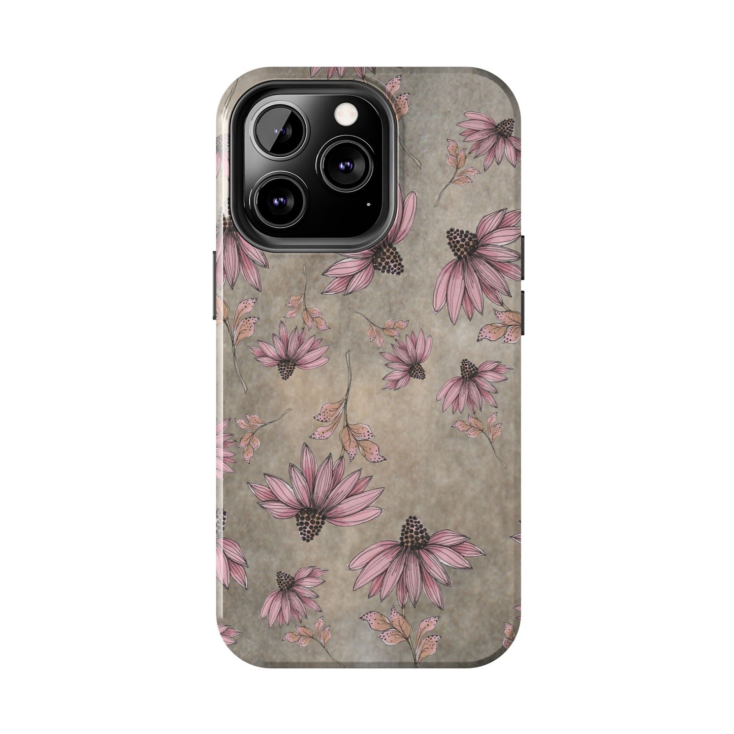 Wild Cone Flowers Taupe Marble Phone Case