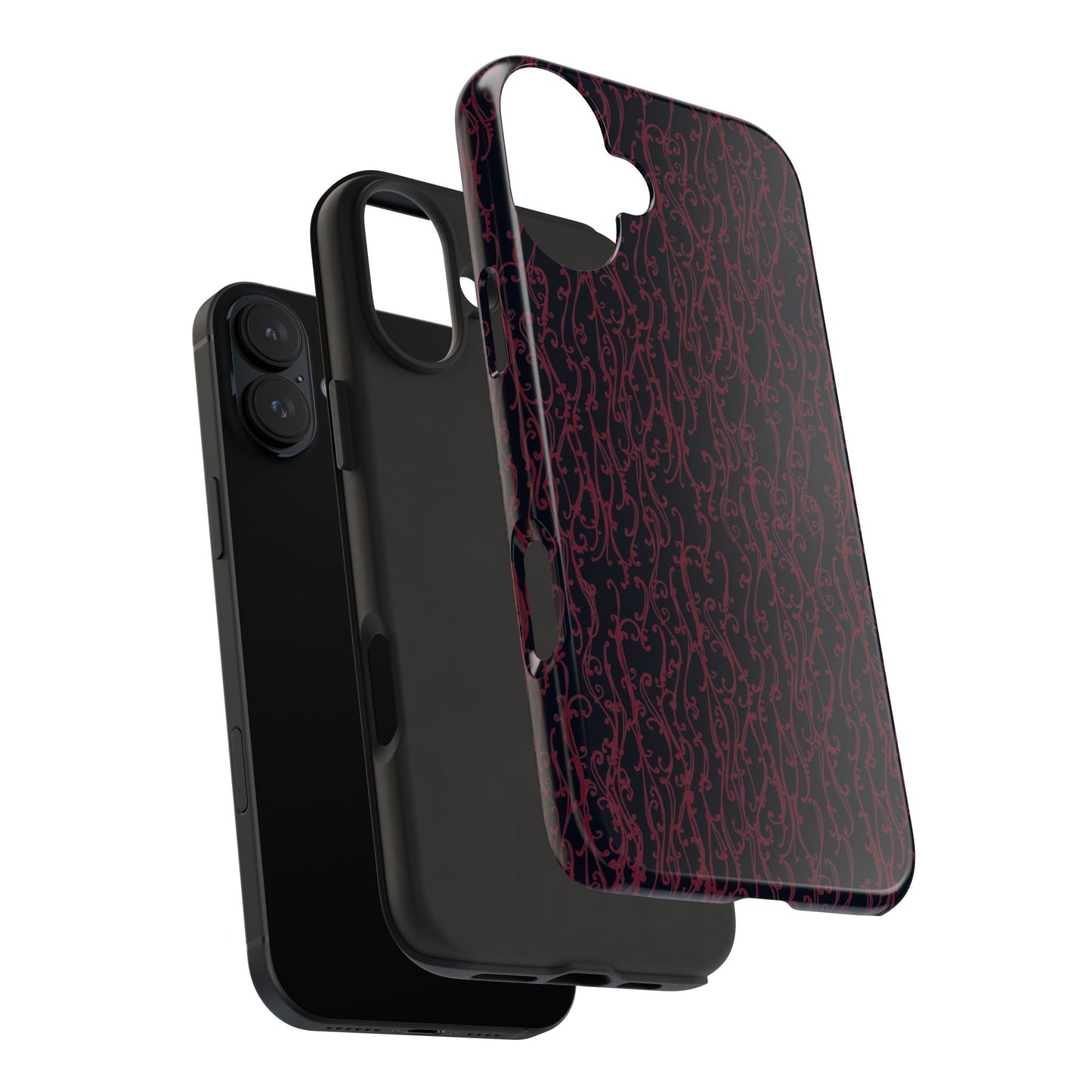 Swan Scroll Black / Red Phone Case