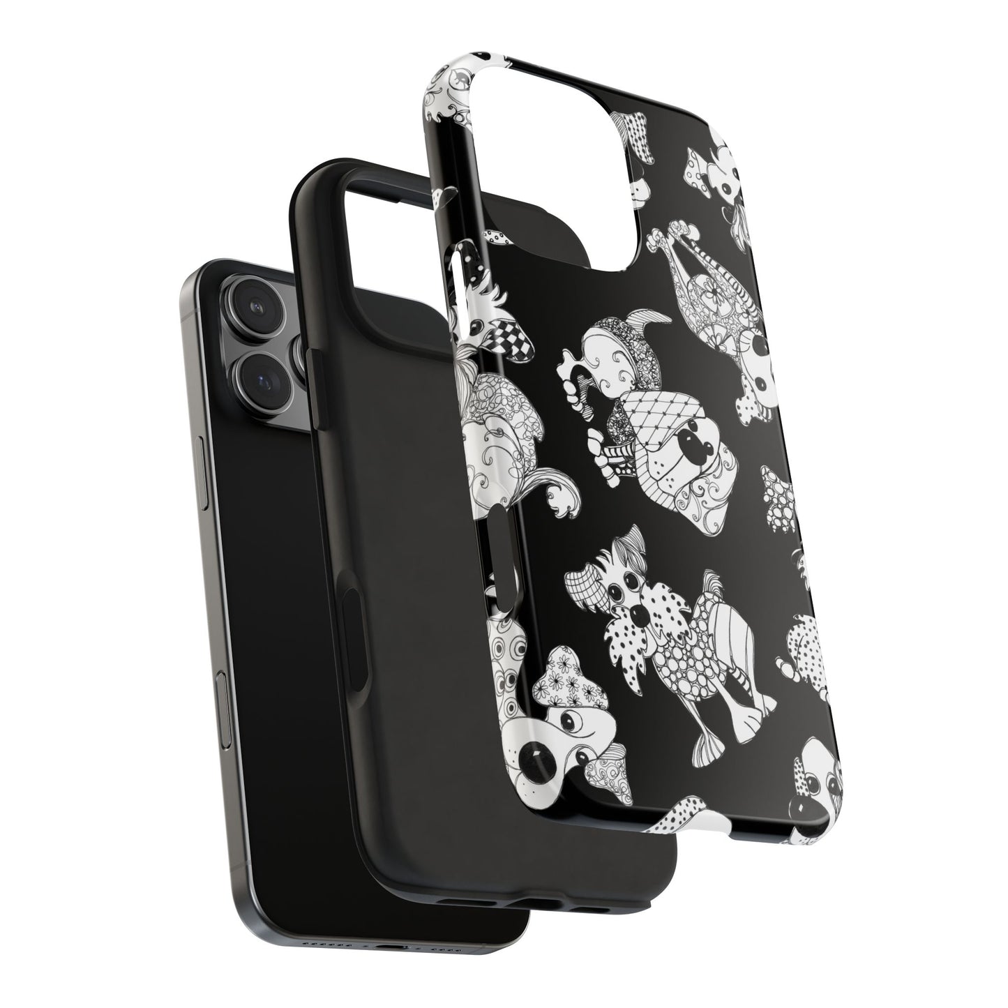 Doodle Dogs Black Phone Case