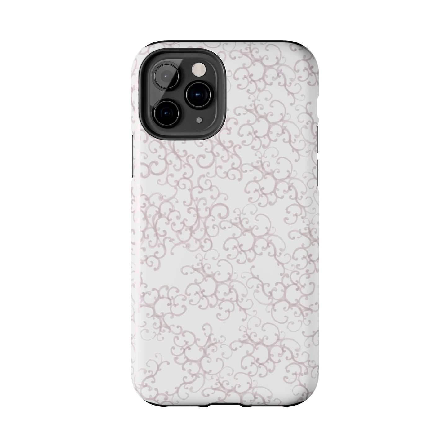 Scrollie White / Silver Phone Case
