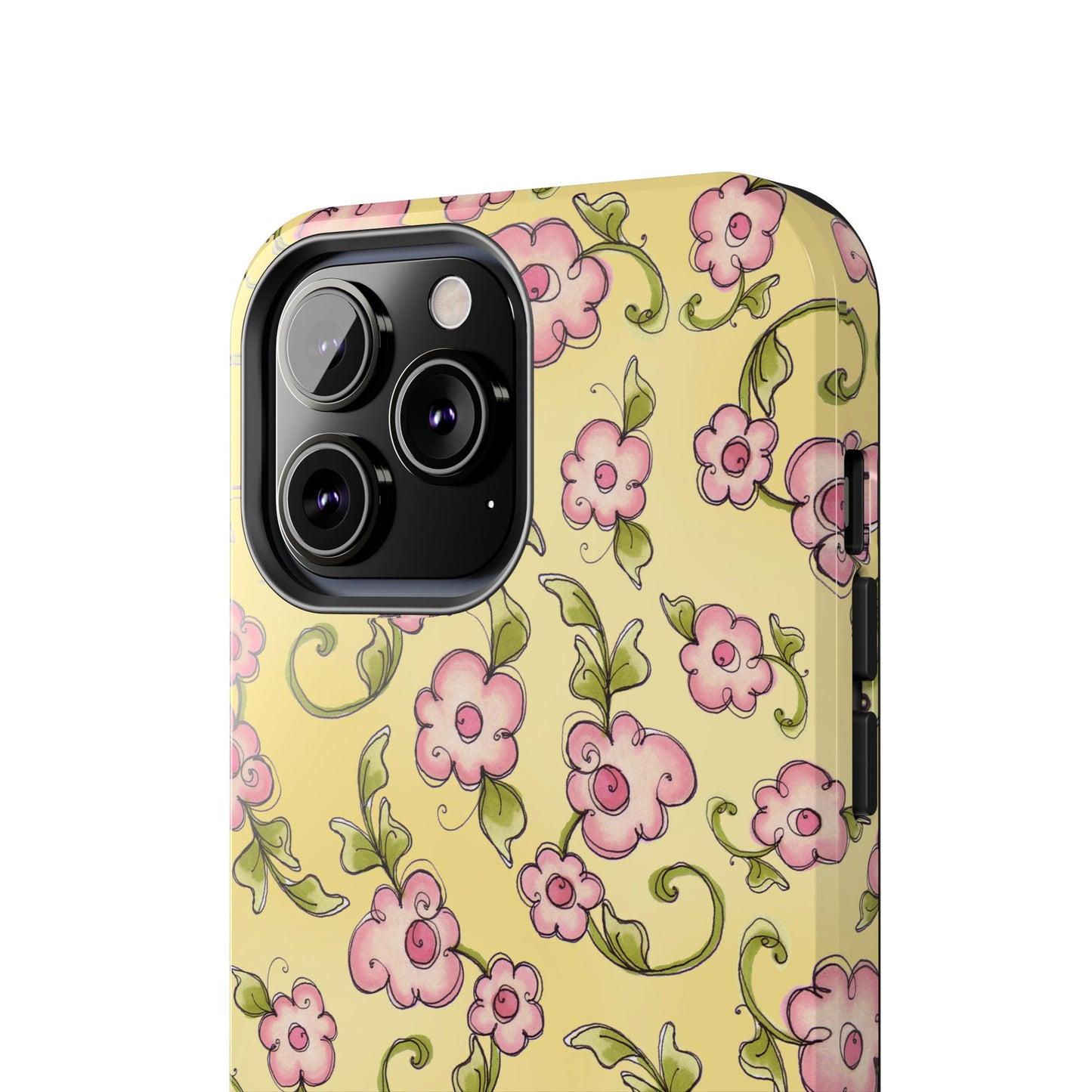 Scroll Daisies Yellow / Peach Phone Case