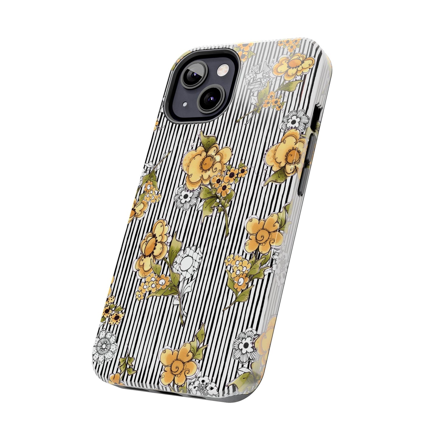 Bee Floral White / Black Phone Case
