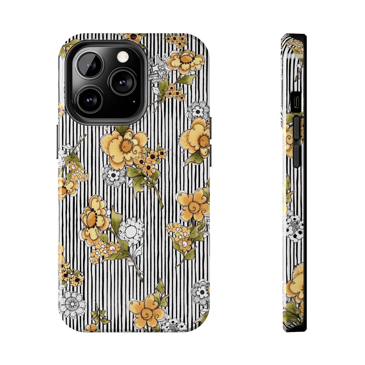 Bee Floral White / Black Phone Case