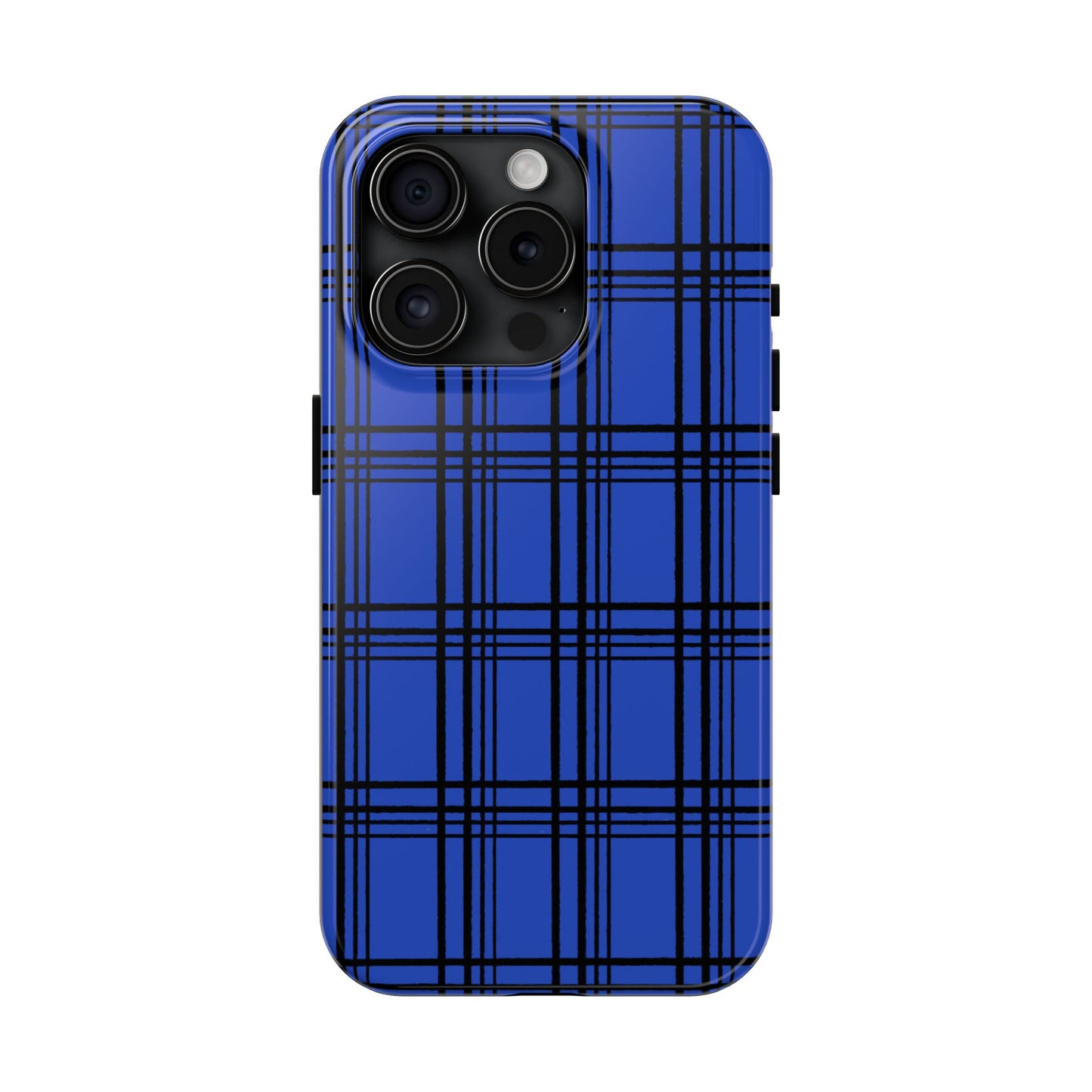 Glad Plaid Blue / Black Phone Case