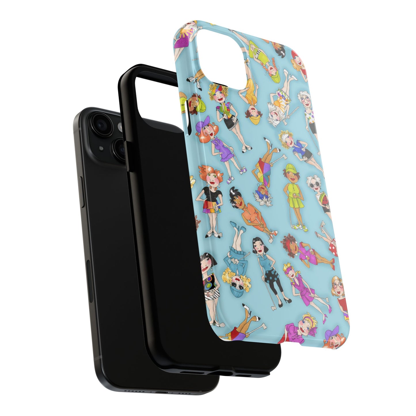 Tossed Golfer Girls Turquoise Phone Case