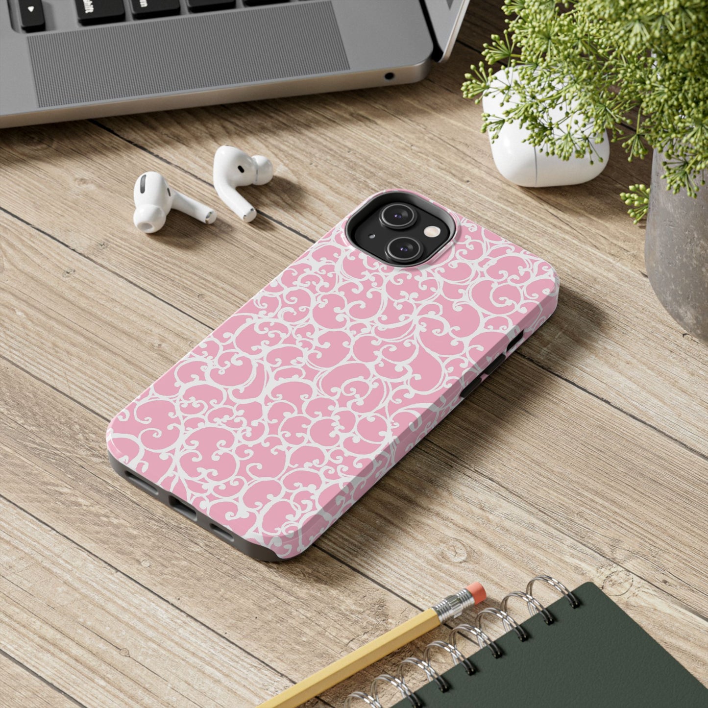 Scrollie Pink / White Phone Case