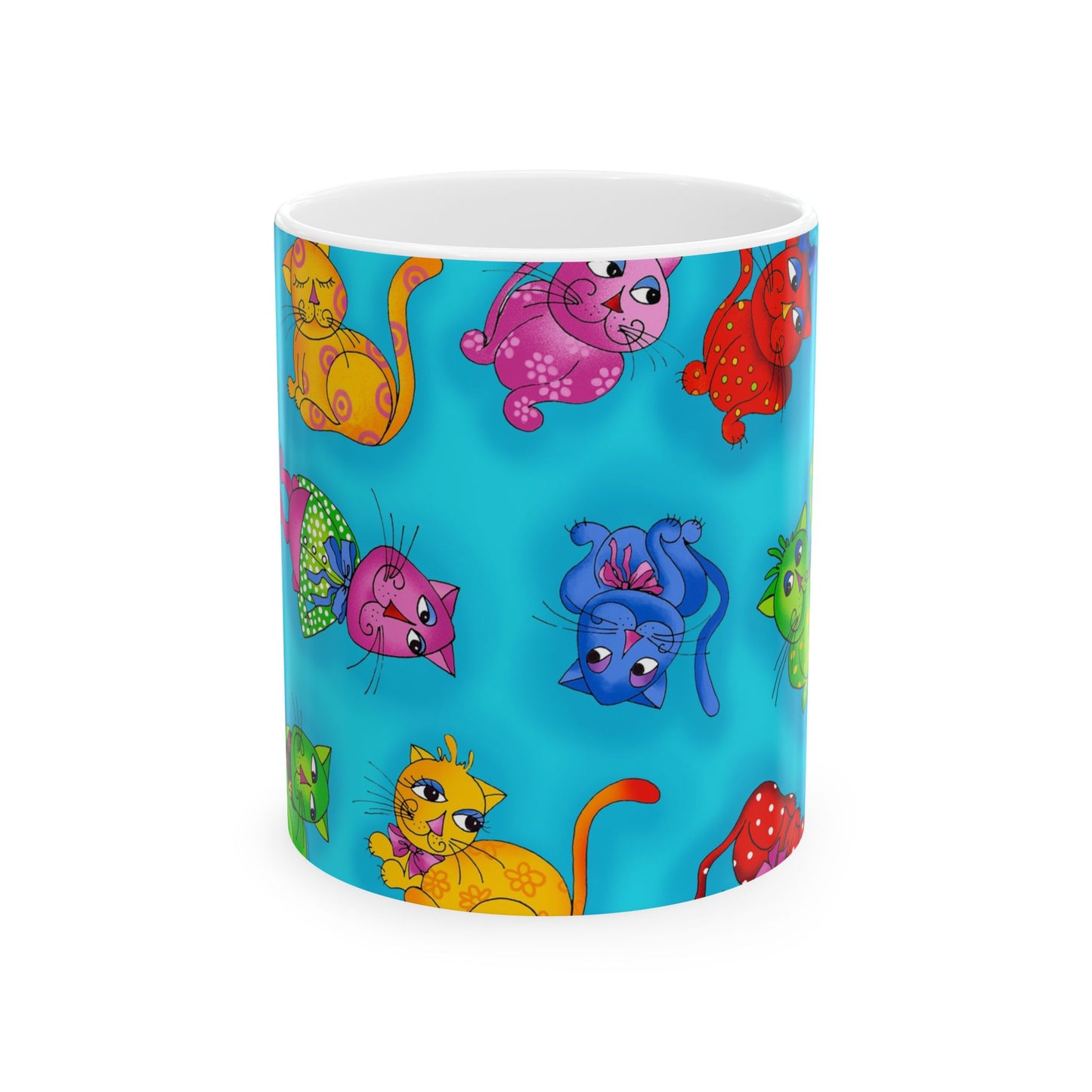 Tossed Cool Cats Turquoise Cup