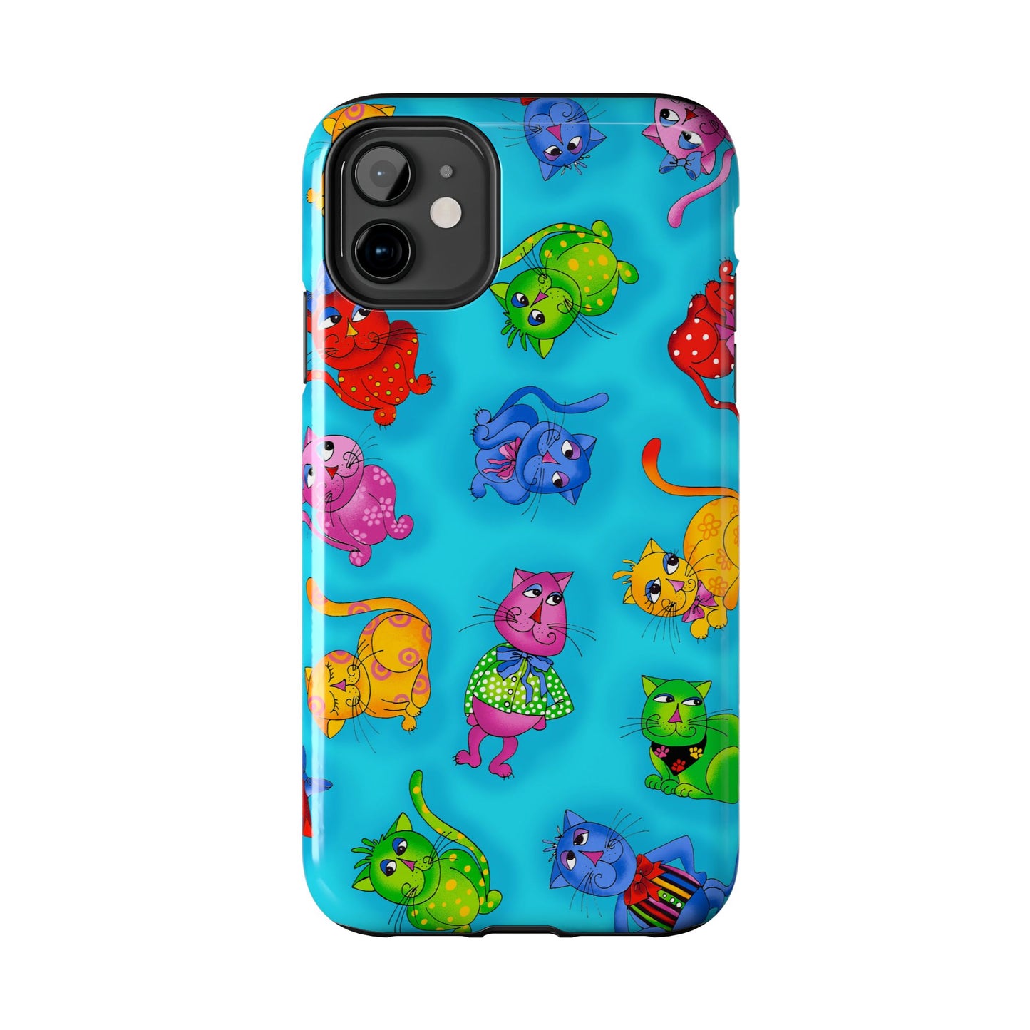 Tossed Cool Cats Turquoise Phone Case