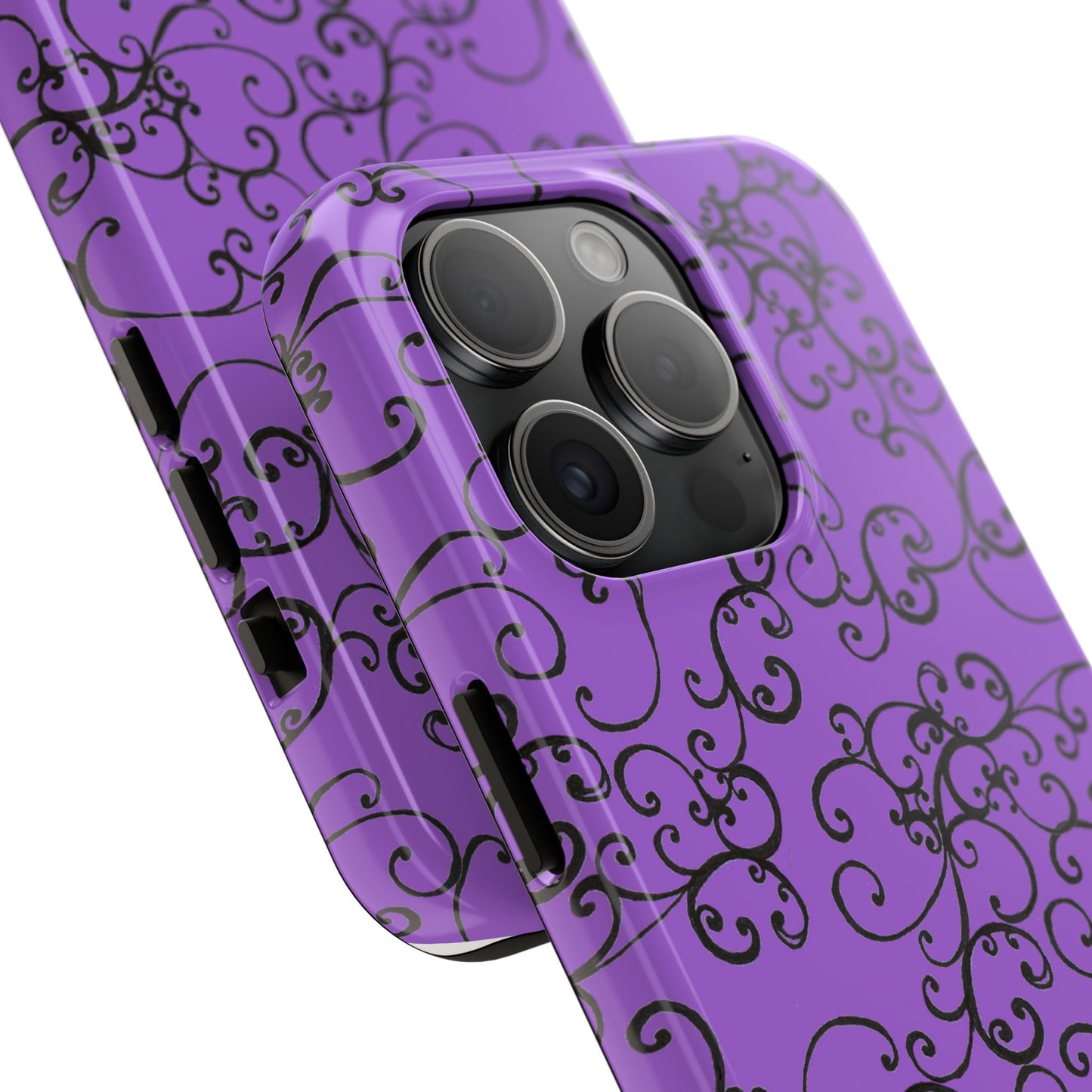 Elegant Scroll Purple / Black Phone Case