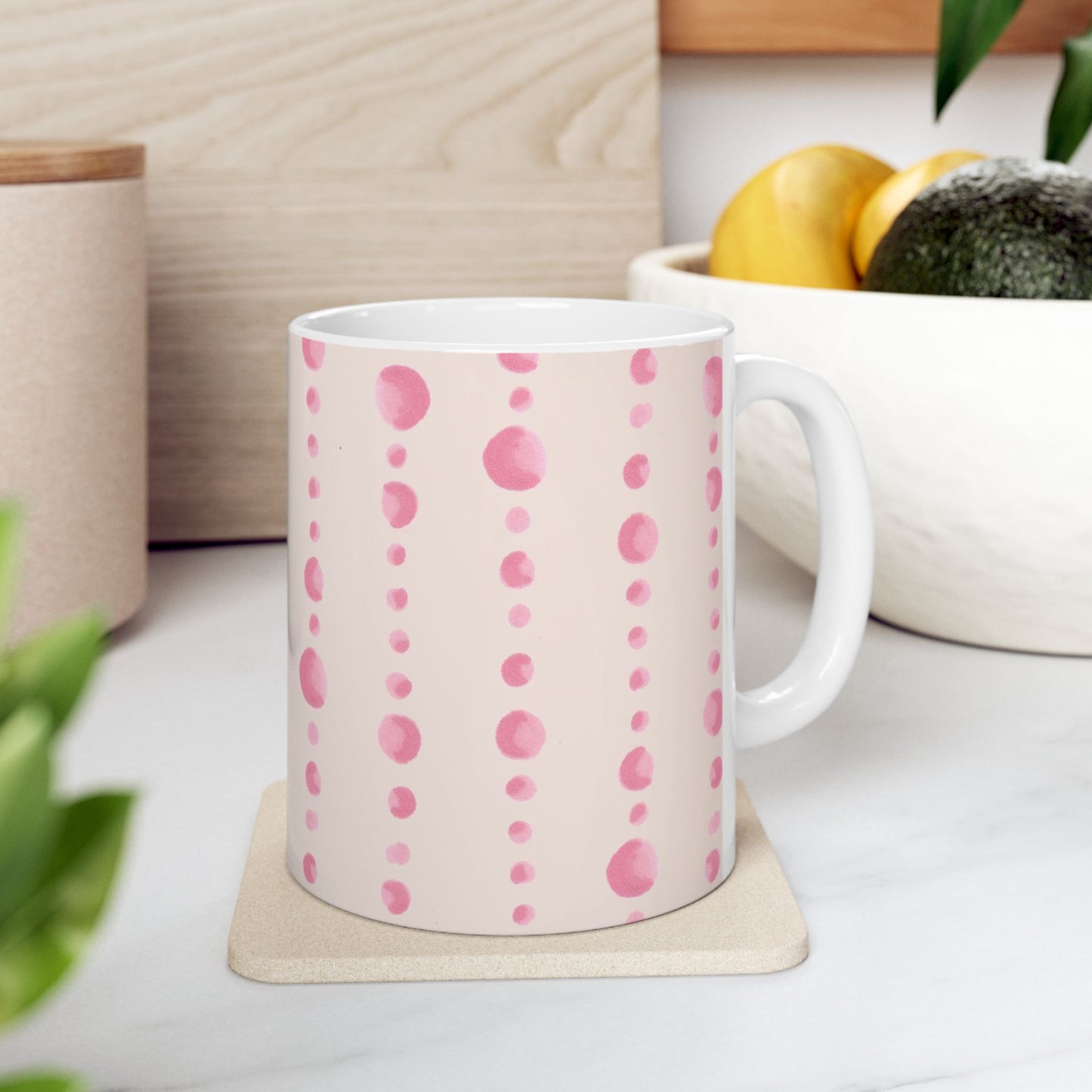 Beaded Curtain Vanilla / Pink Cup