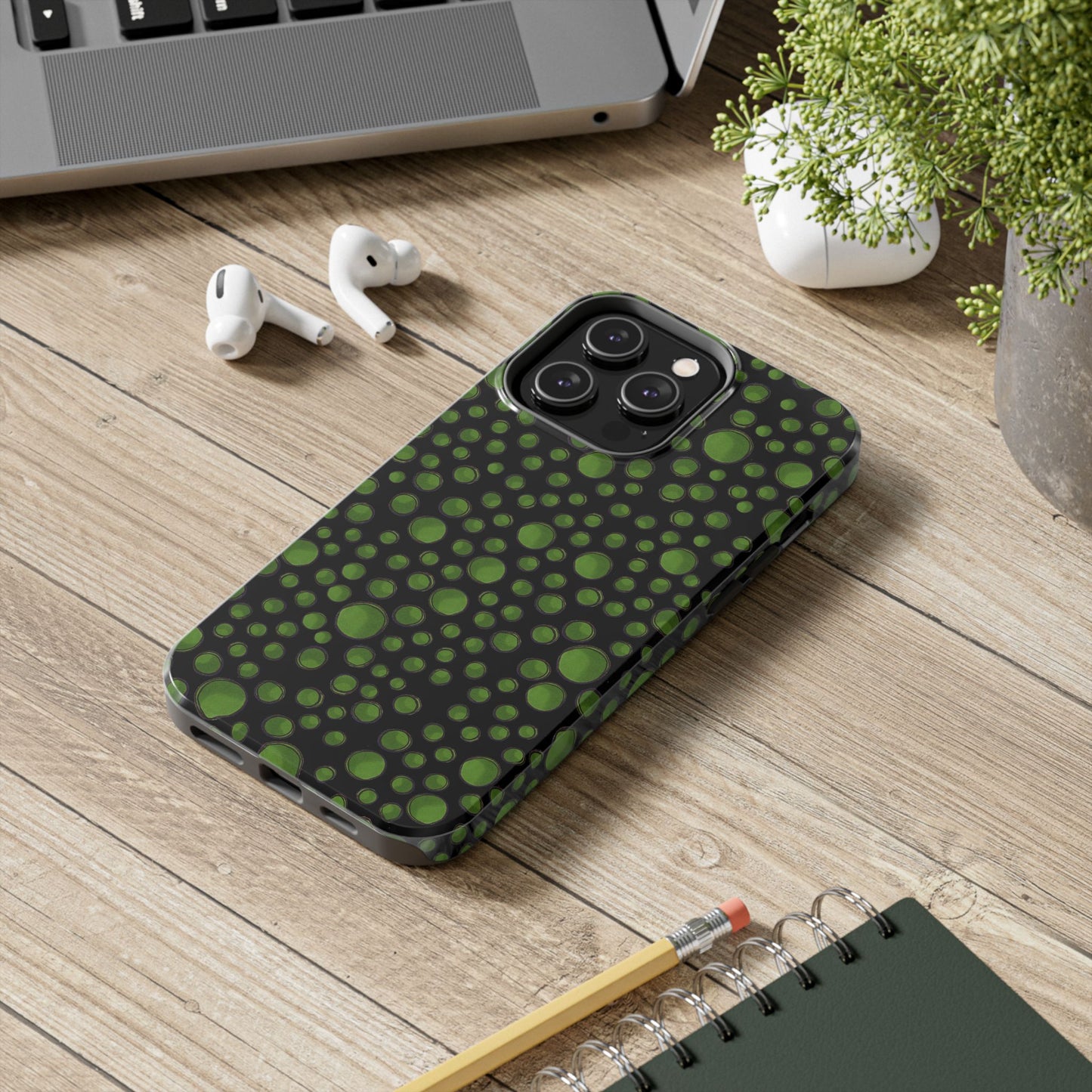 Dot Assortment Black / Green Phone Case
