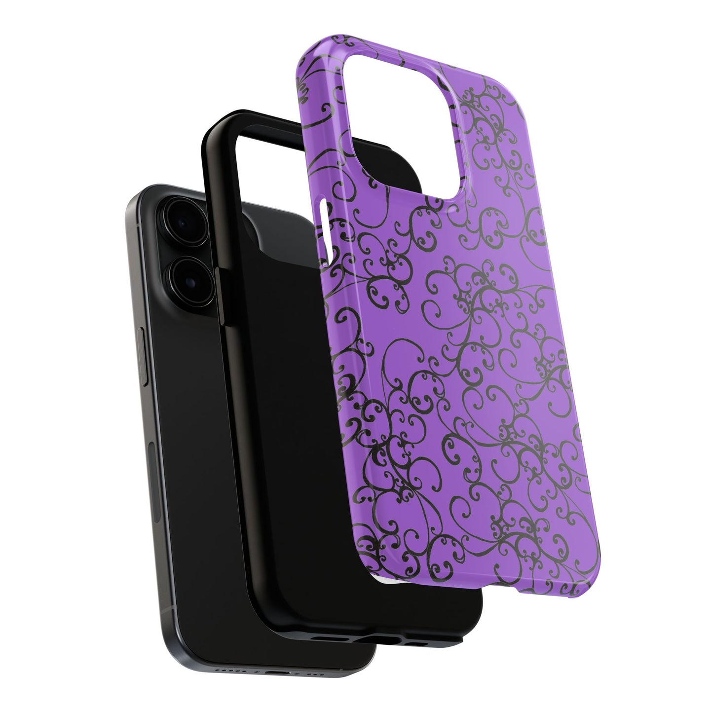 Elegant Scroll Purple / Black Phone Case