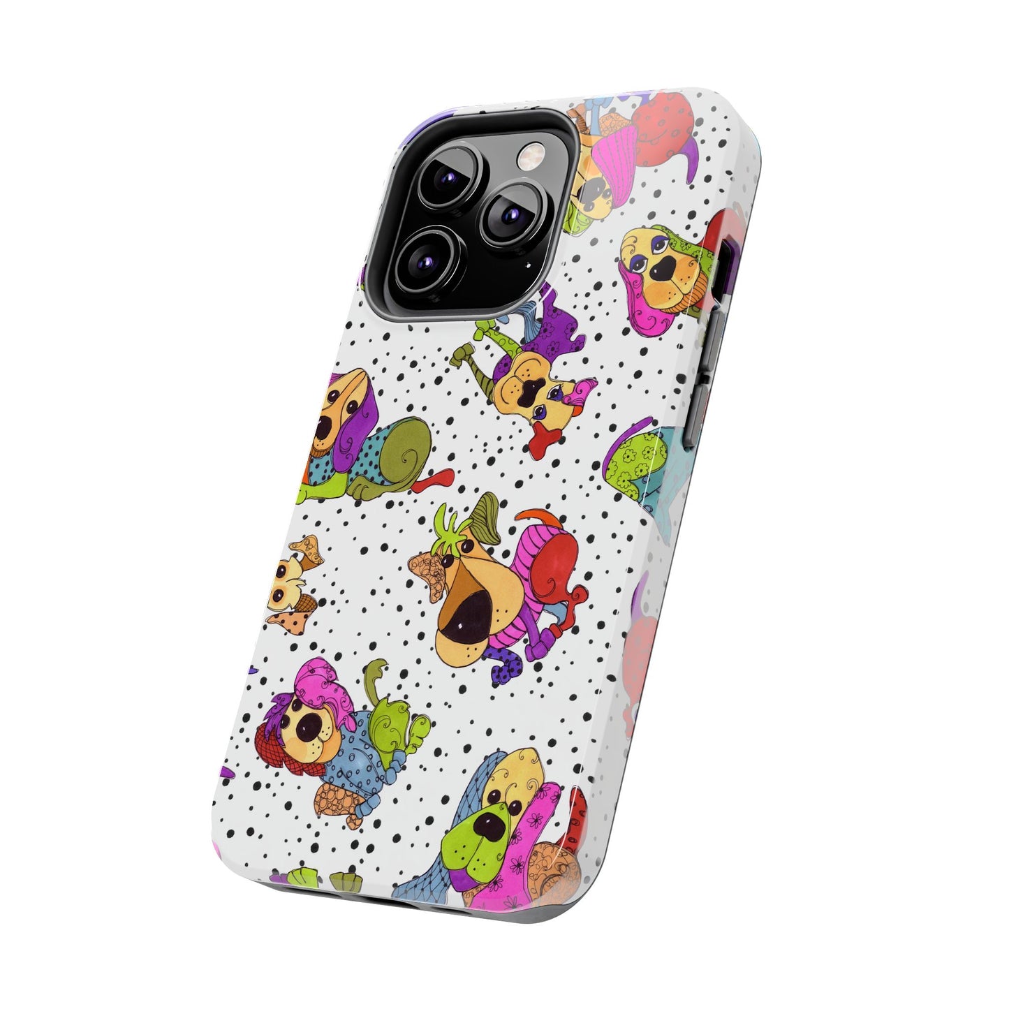 Tossed Happy Dogs White Phone Case