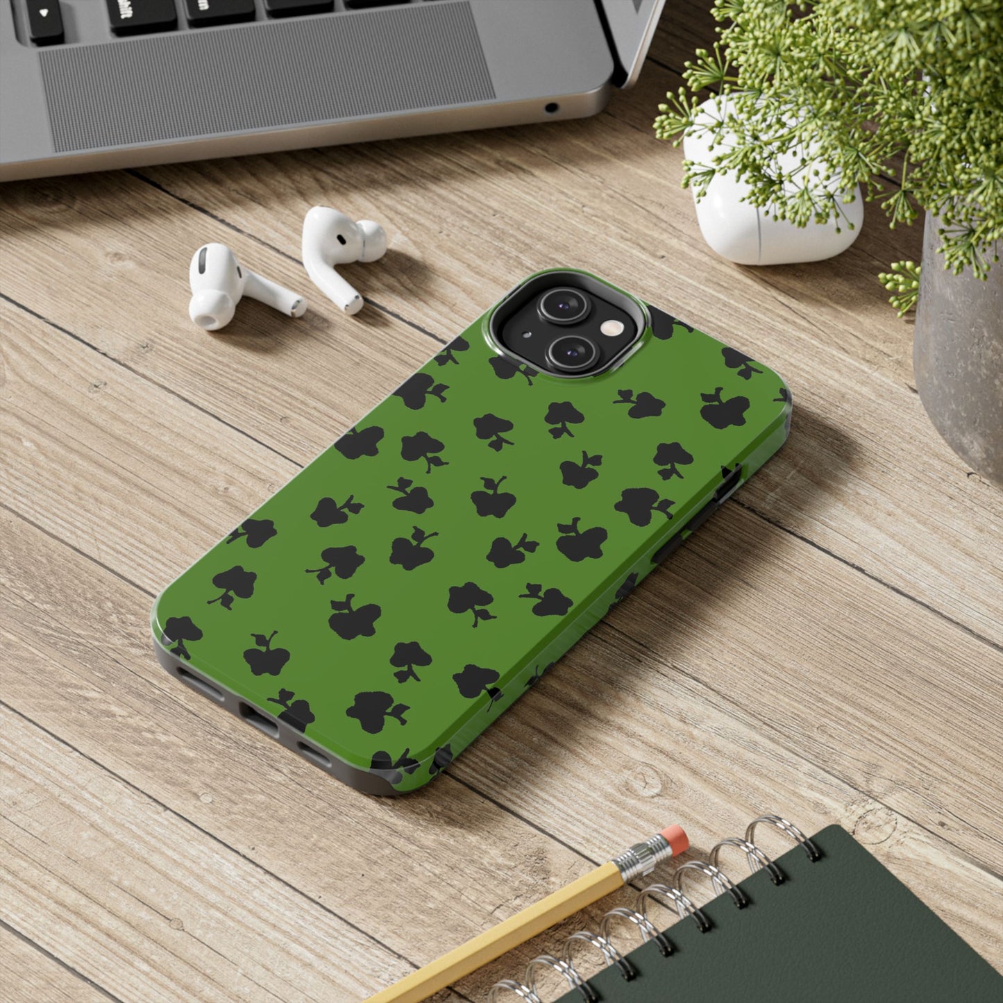 Happy Apples Green / Black Phone Case