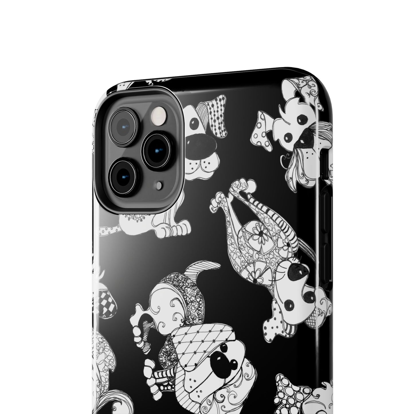 Doodle Dogs Black Phone Case