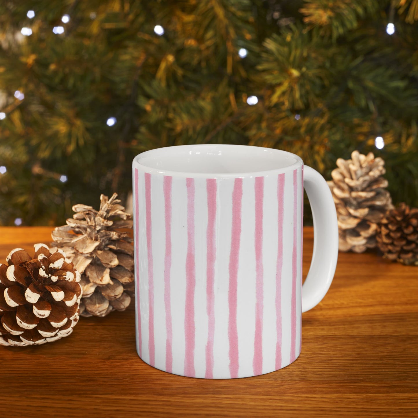 Happy Stripe White / Pink Cup