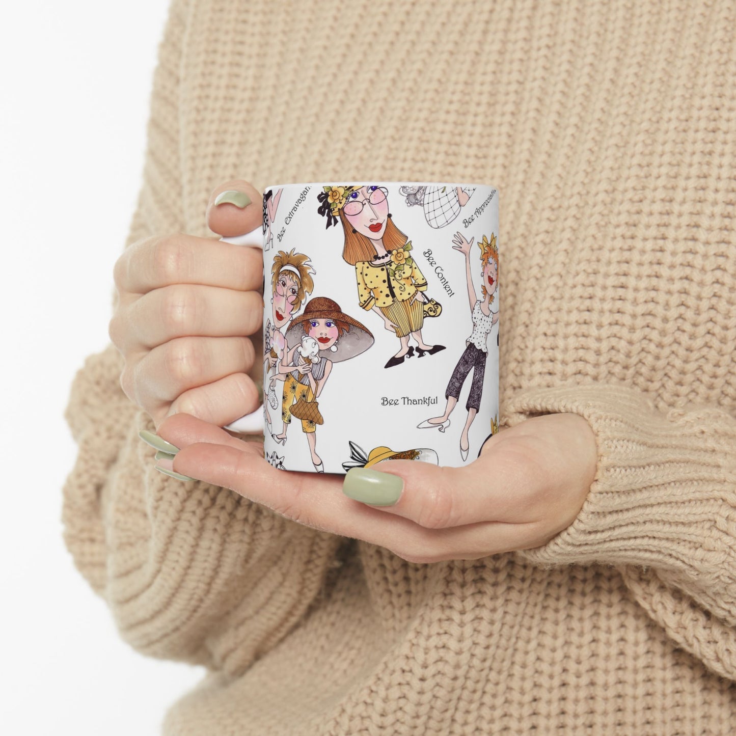 Bee Tossed White Cup