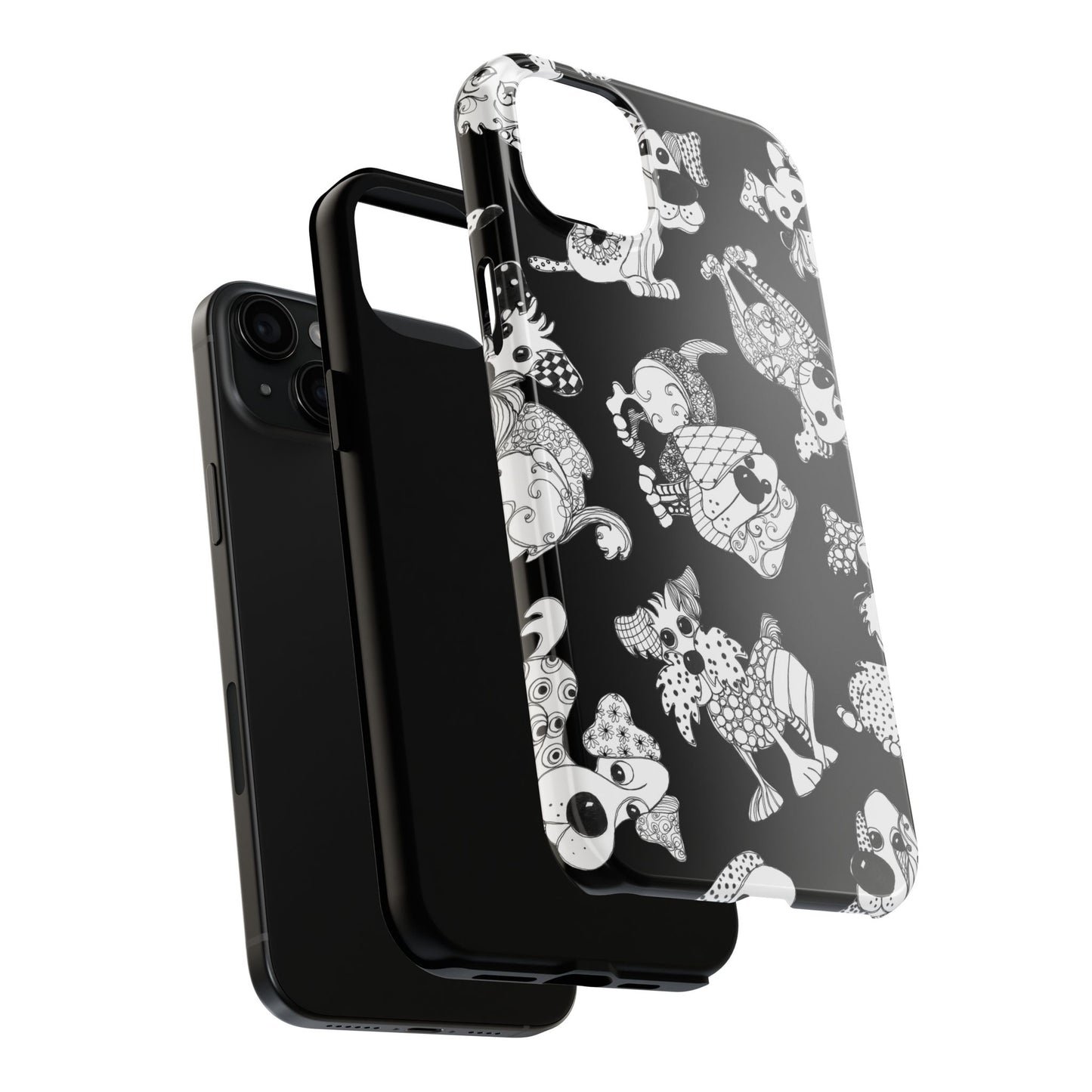 Doodle Dogs Black Phone Case