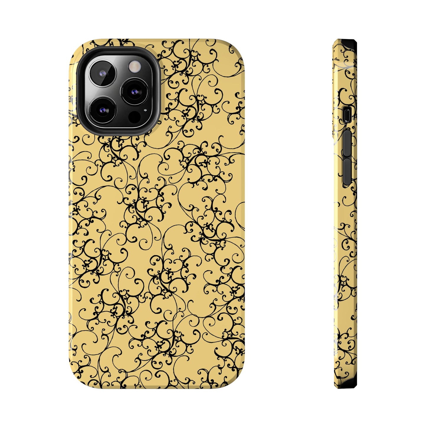 Elegant Scroll Yellow / Black Phone Case