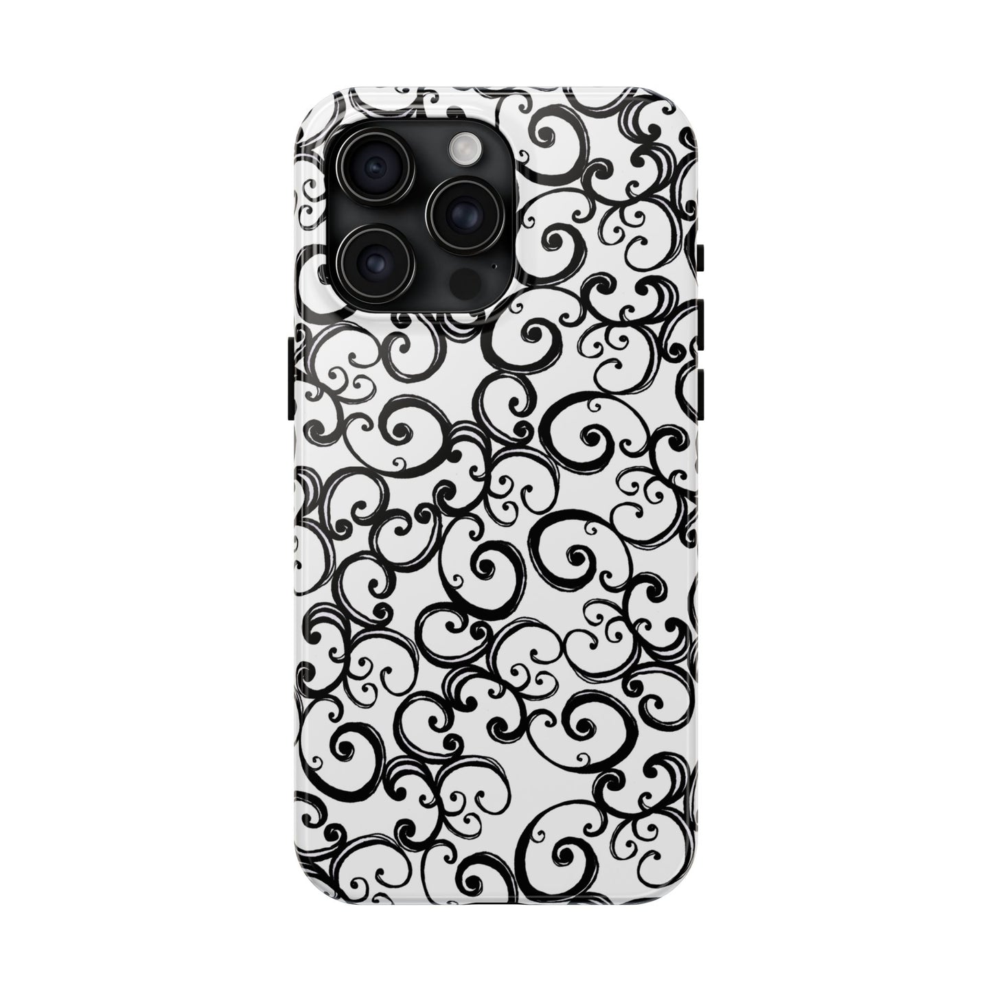 Curls White / Black Phone Case