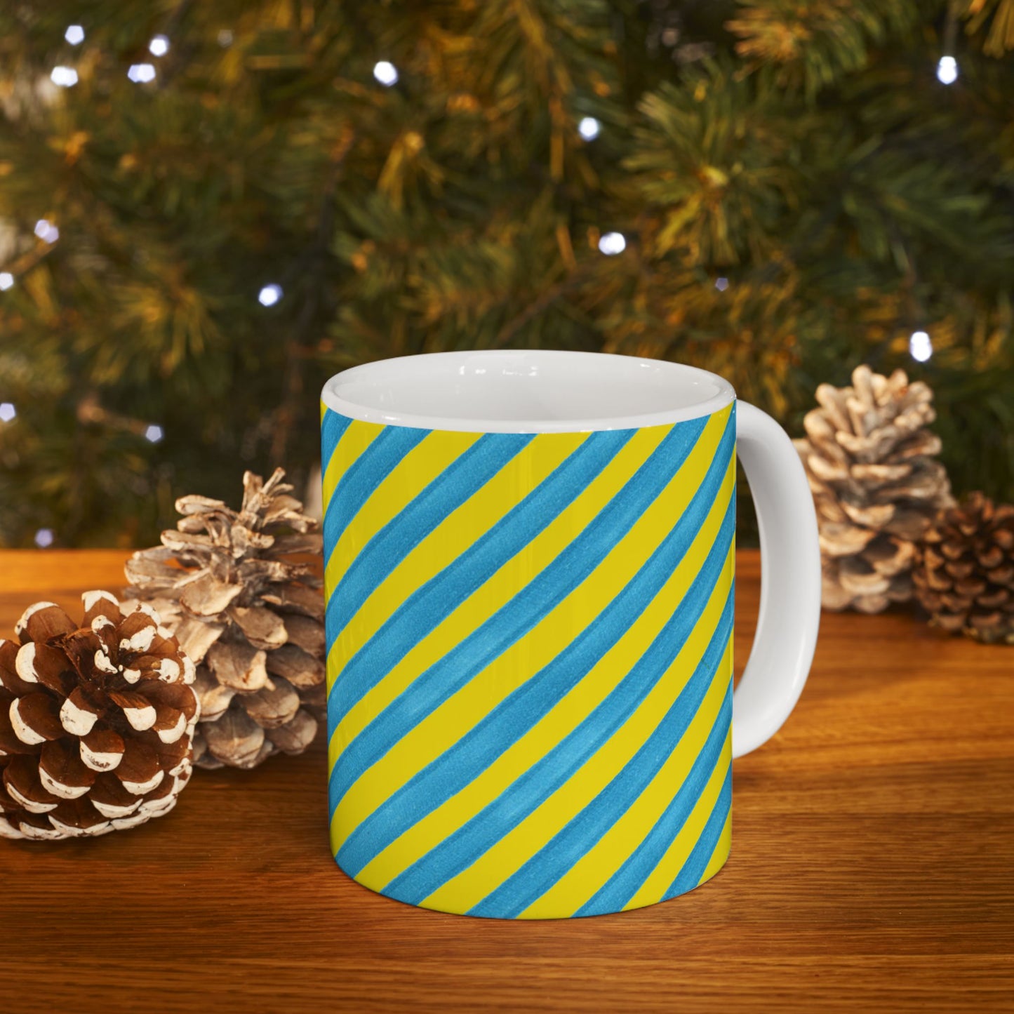 Bias Stripe Turquoise / Yellow Cup