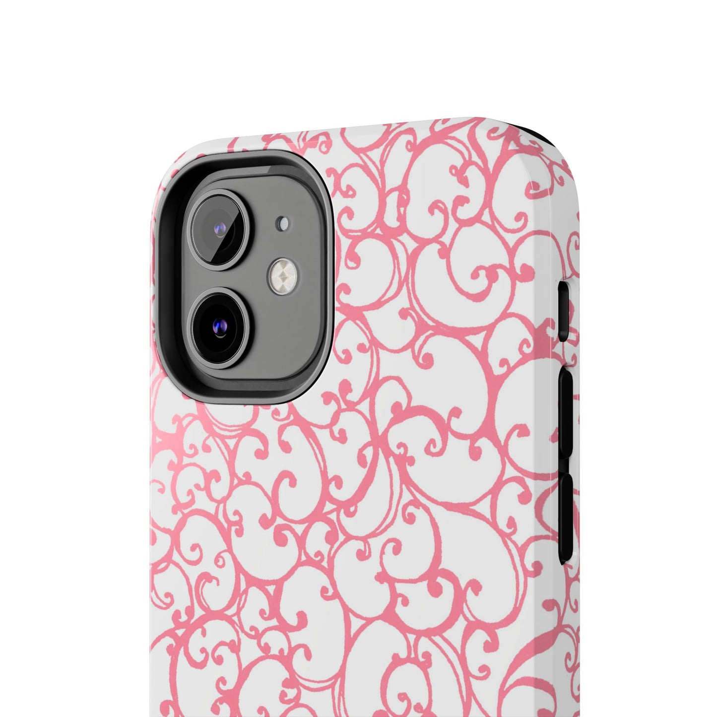 Scrollie White / Pink Phone Case