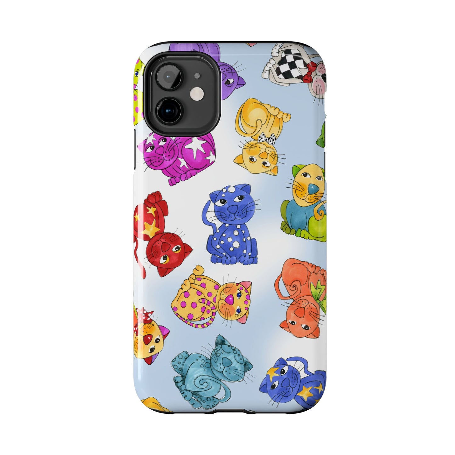 Tossed Happy Cats Blue Sky Phone Case