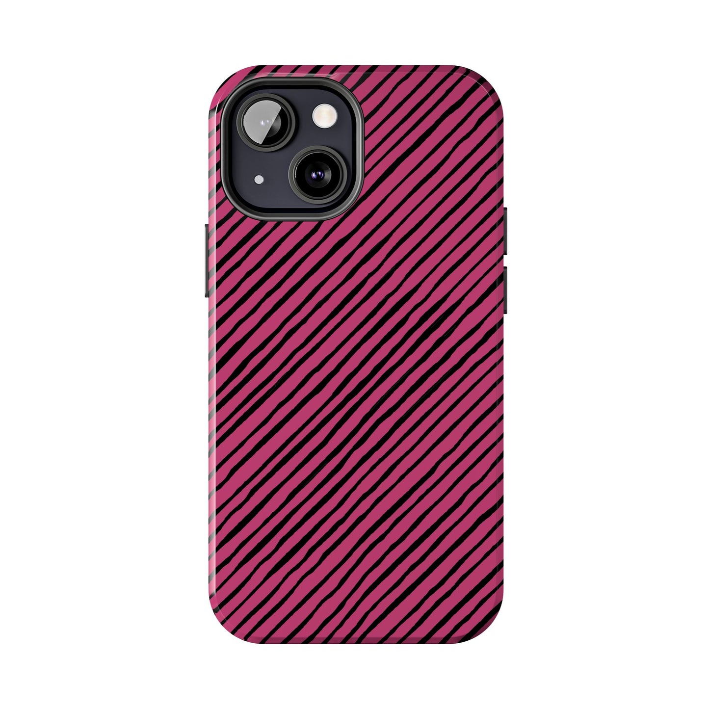 Quirky Bias Stripe Magenta / Black Phone Case