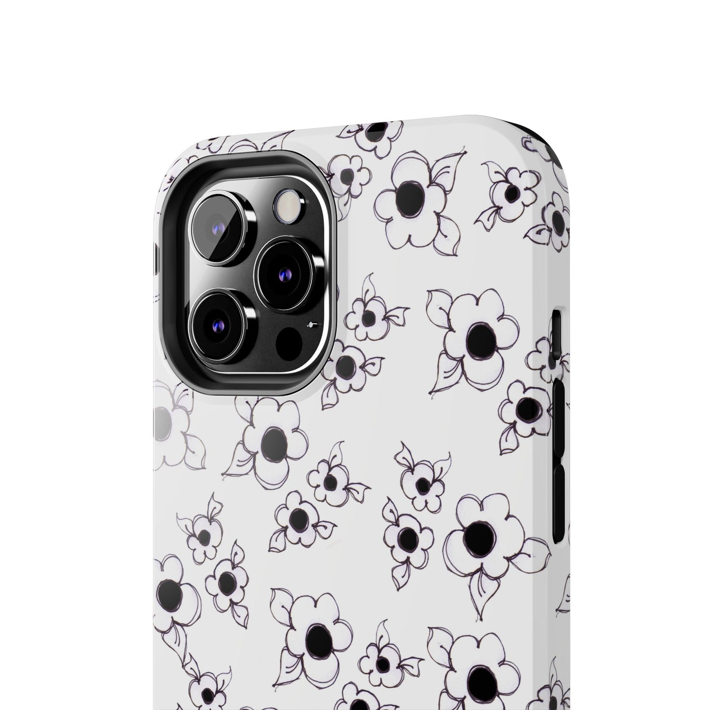 Daisy Cluster White / Black Phone Case
