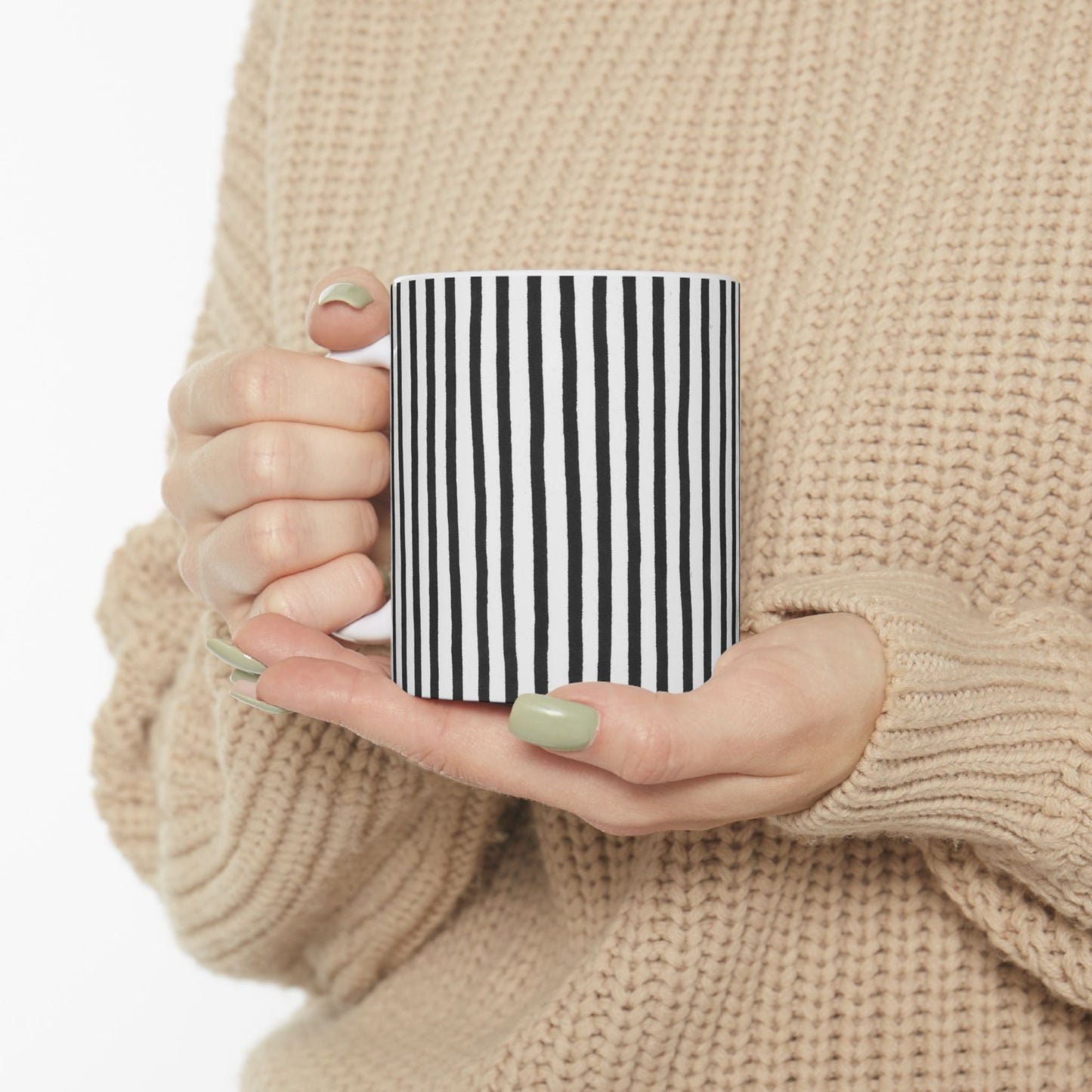 Happy Stripe White / Black Cup