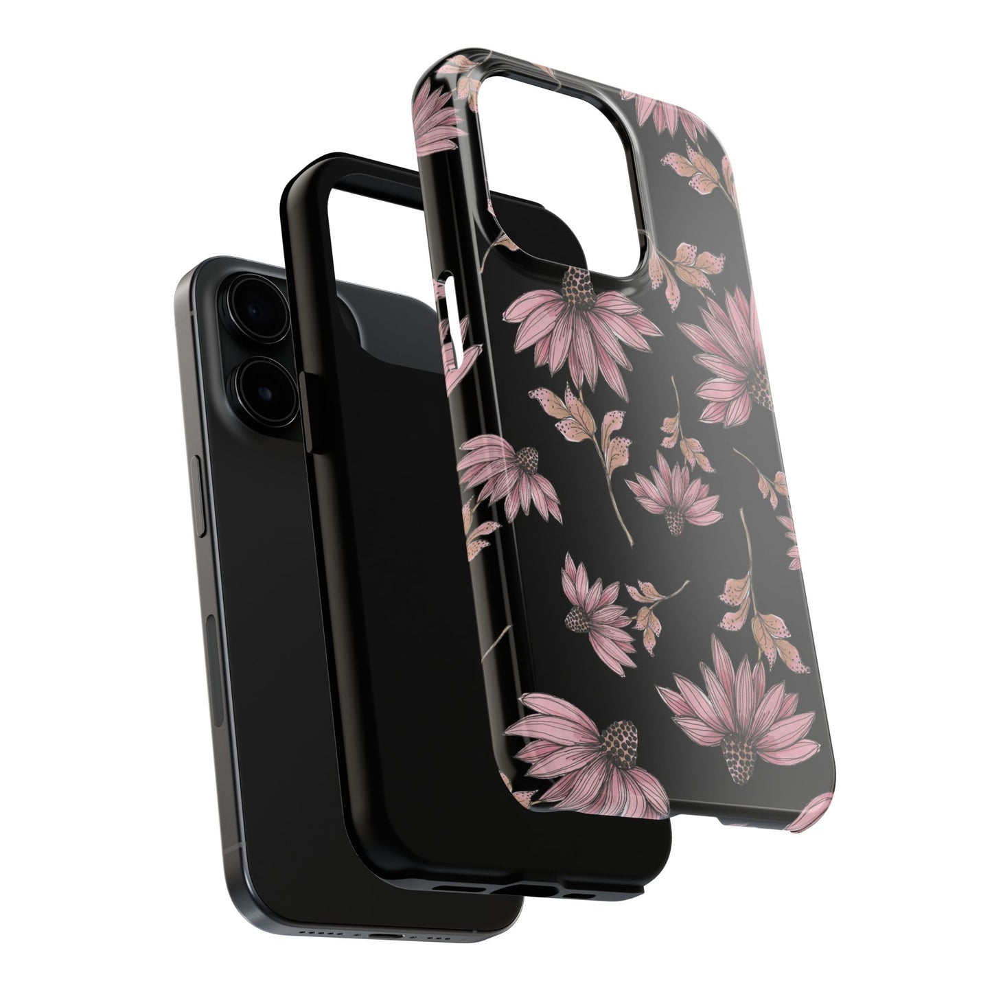 Wild Cone Flowers Black Phone Case