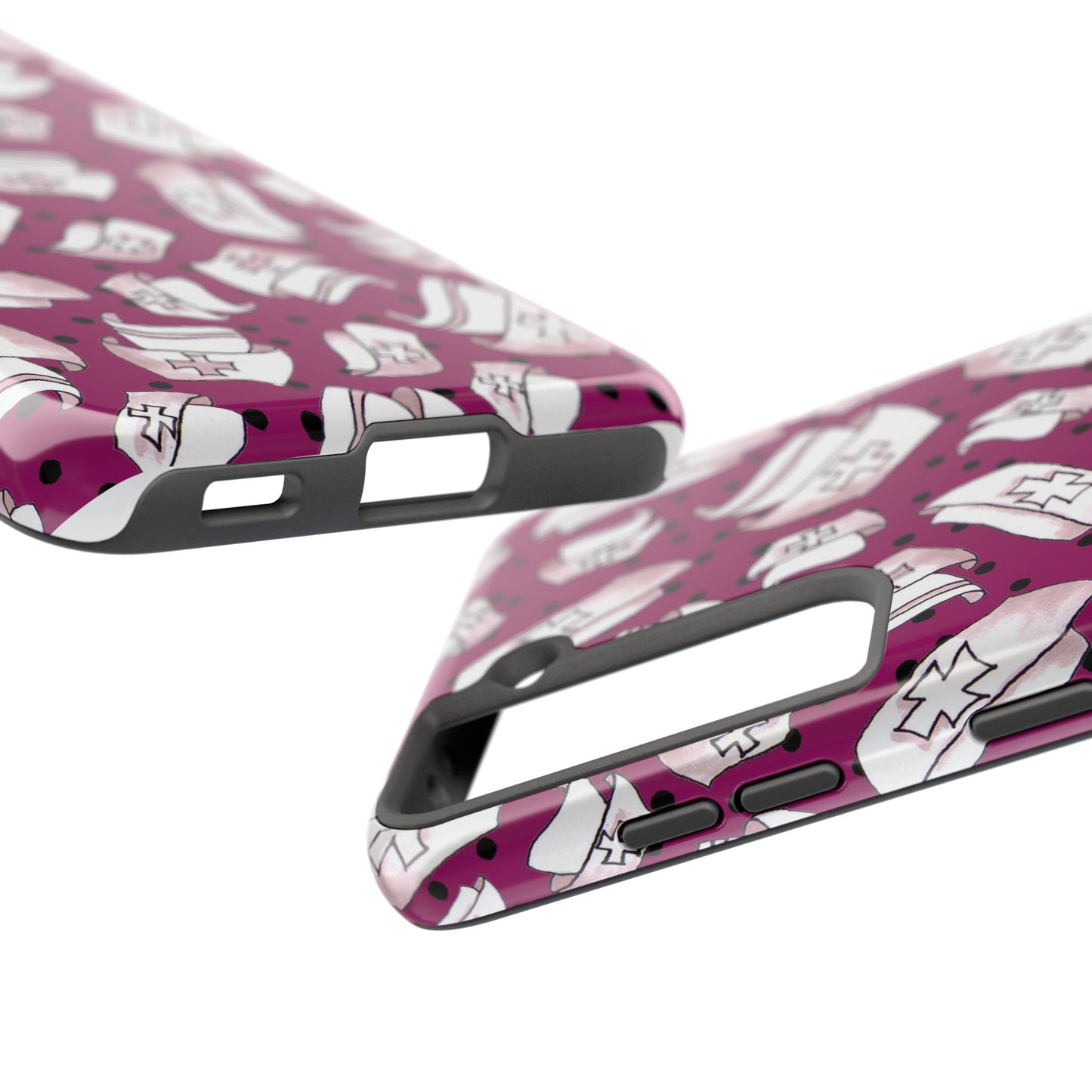 Med Hats Burgundy / Black Phone Case