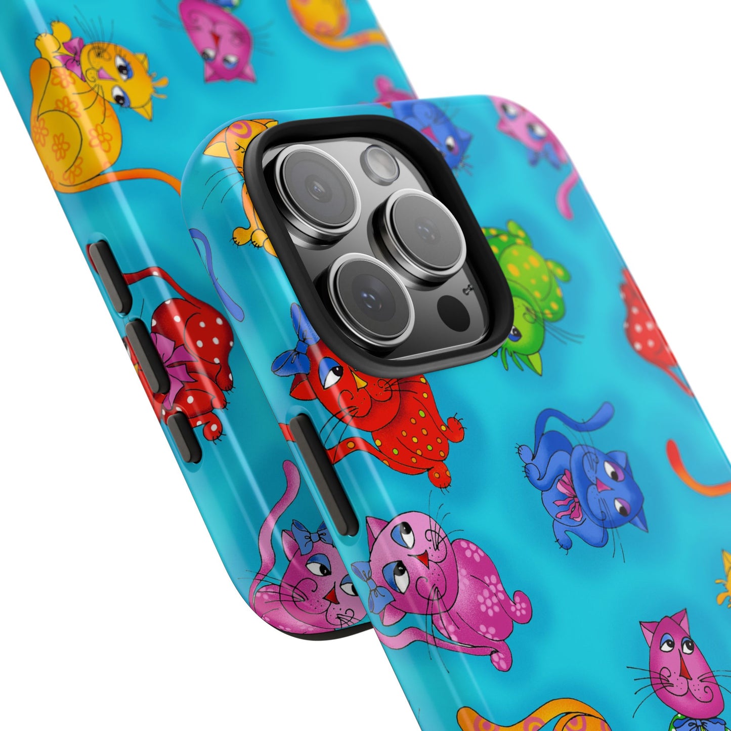 Tossed Cool Cats Turquoise Phone Case