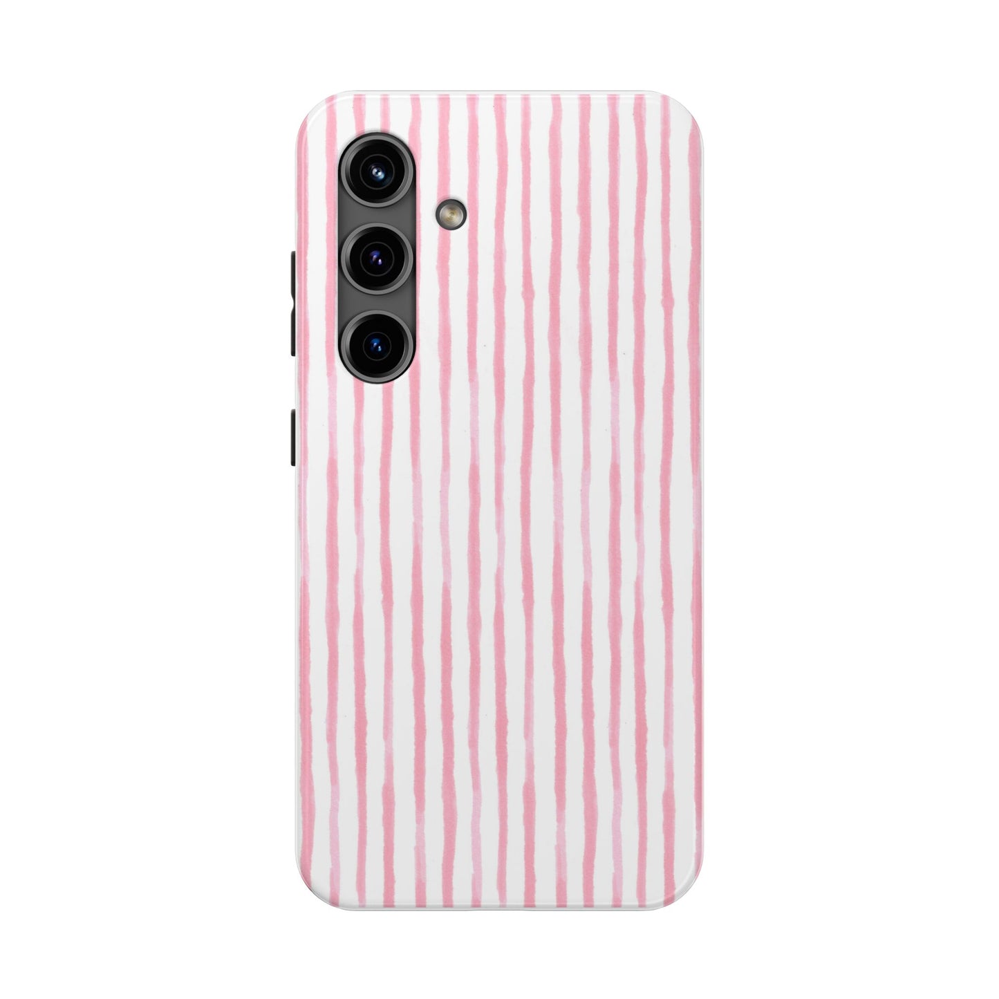 Happy Stripe White / Pink Phone Case