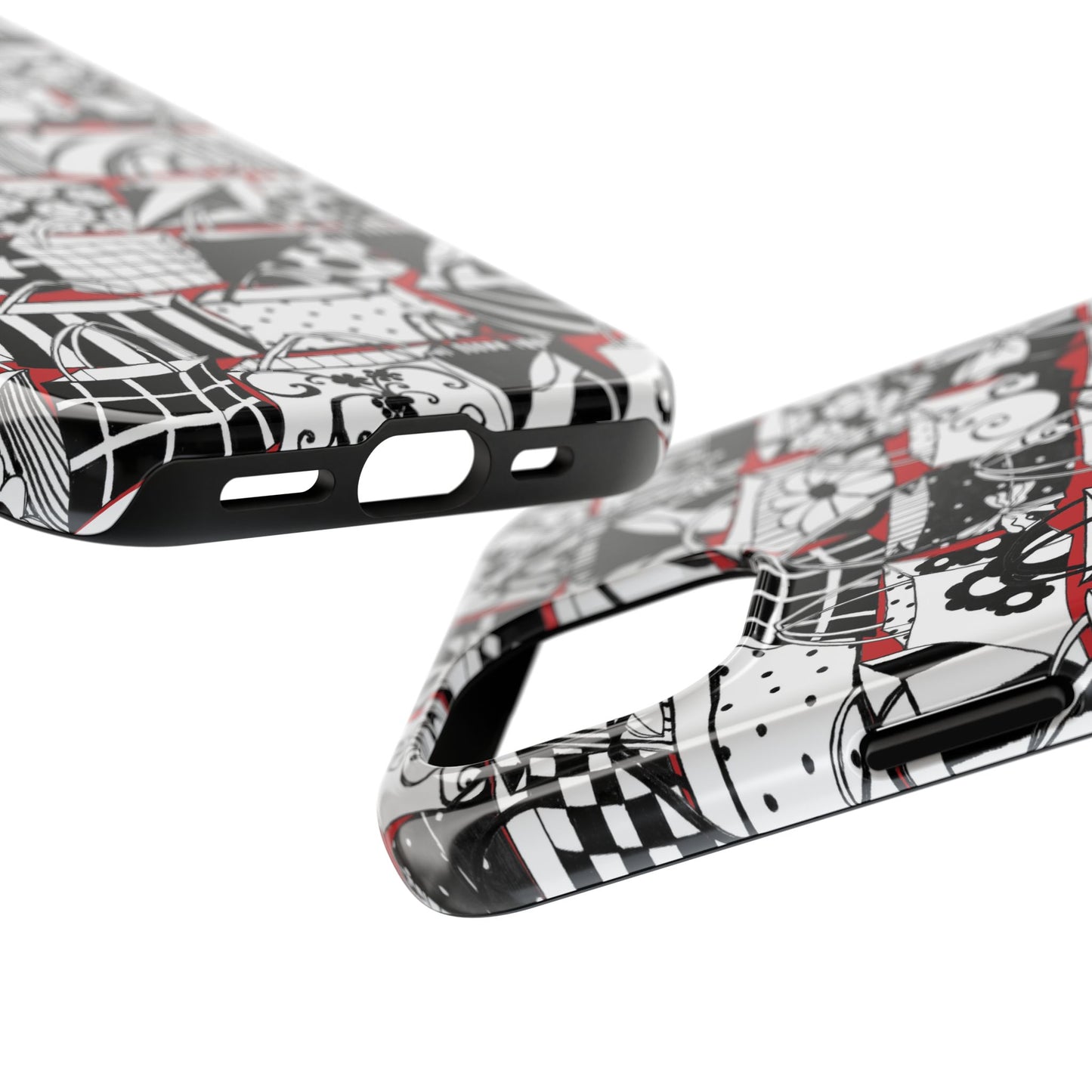 Totally Black, White & Red Phone Case