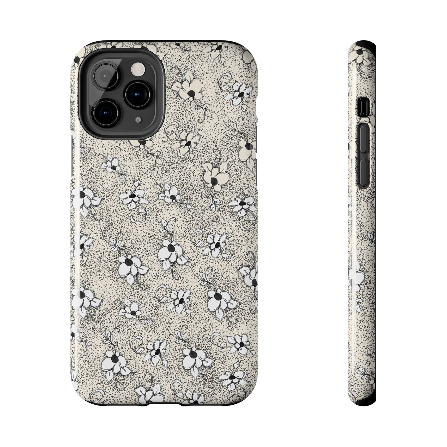 Daisy Flecks Ivory / Black Phone Case