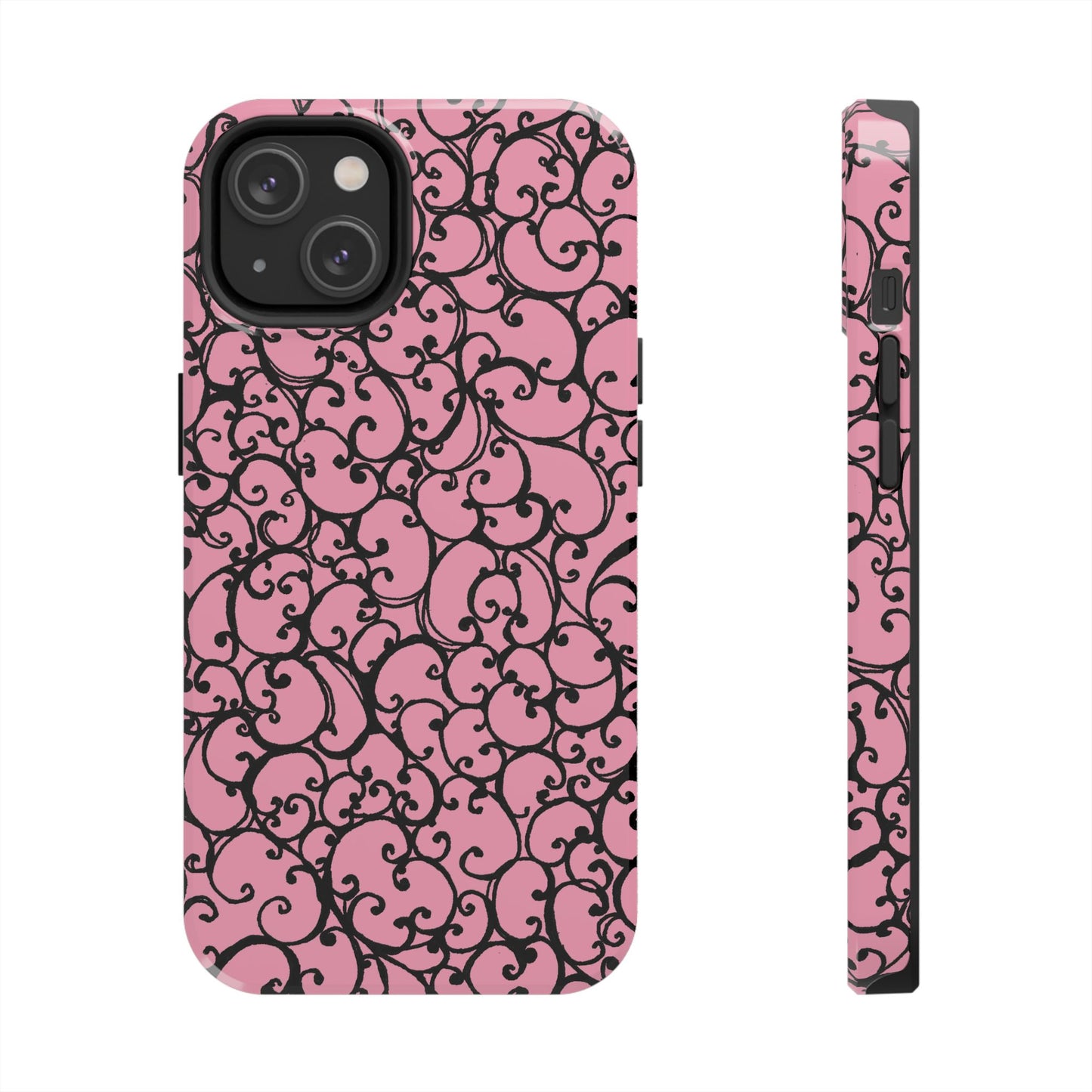 Scrollie Pink / Black Phone Case