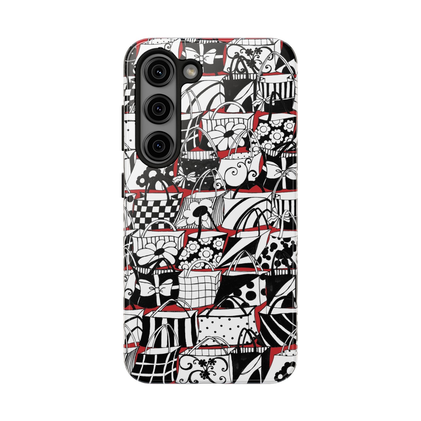 Totally Black, White & Red Phone Case