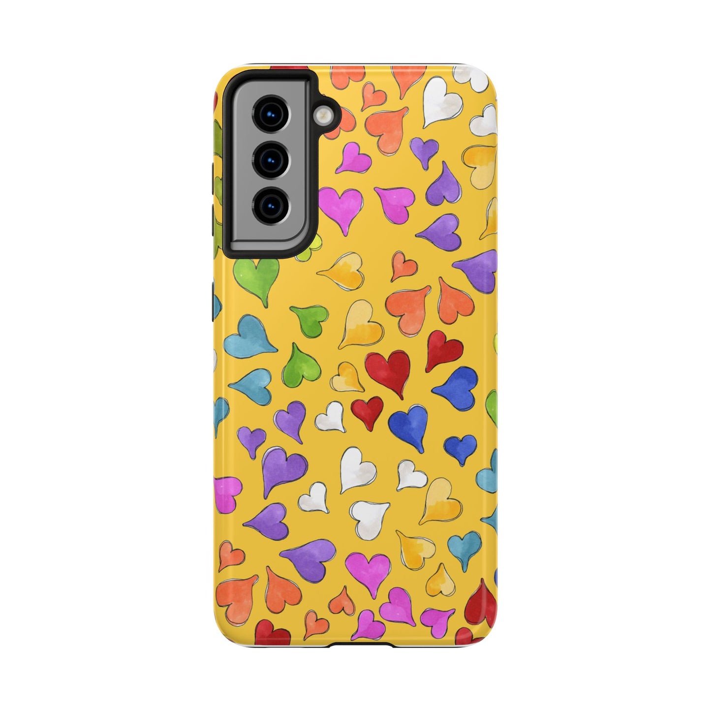 Happy Hearts Yellow Phone Case