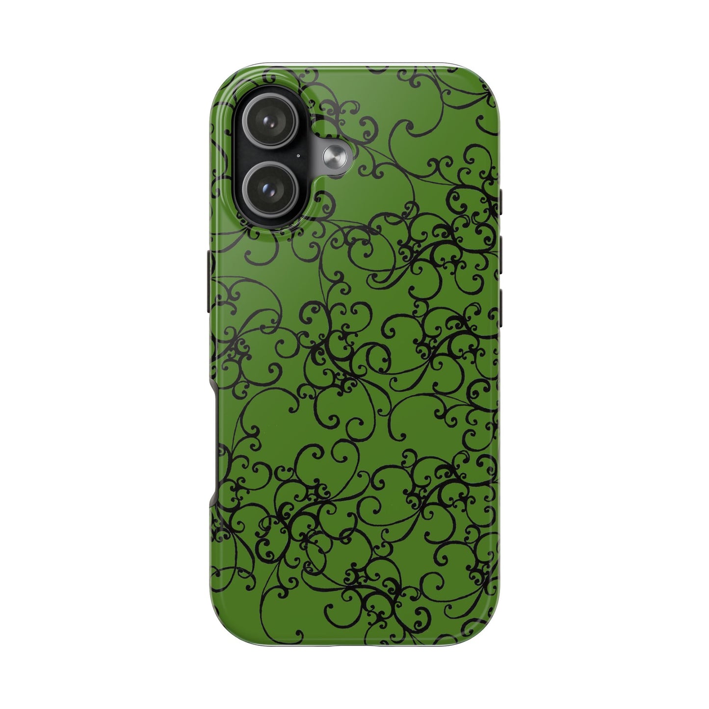 Elegant Scroll Green / Black Phone Case