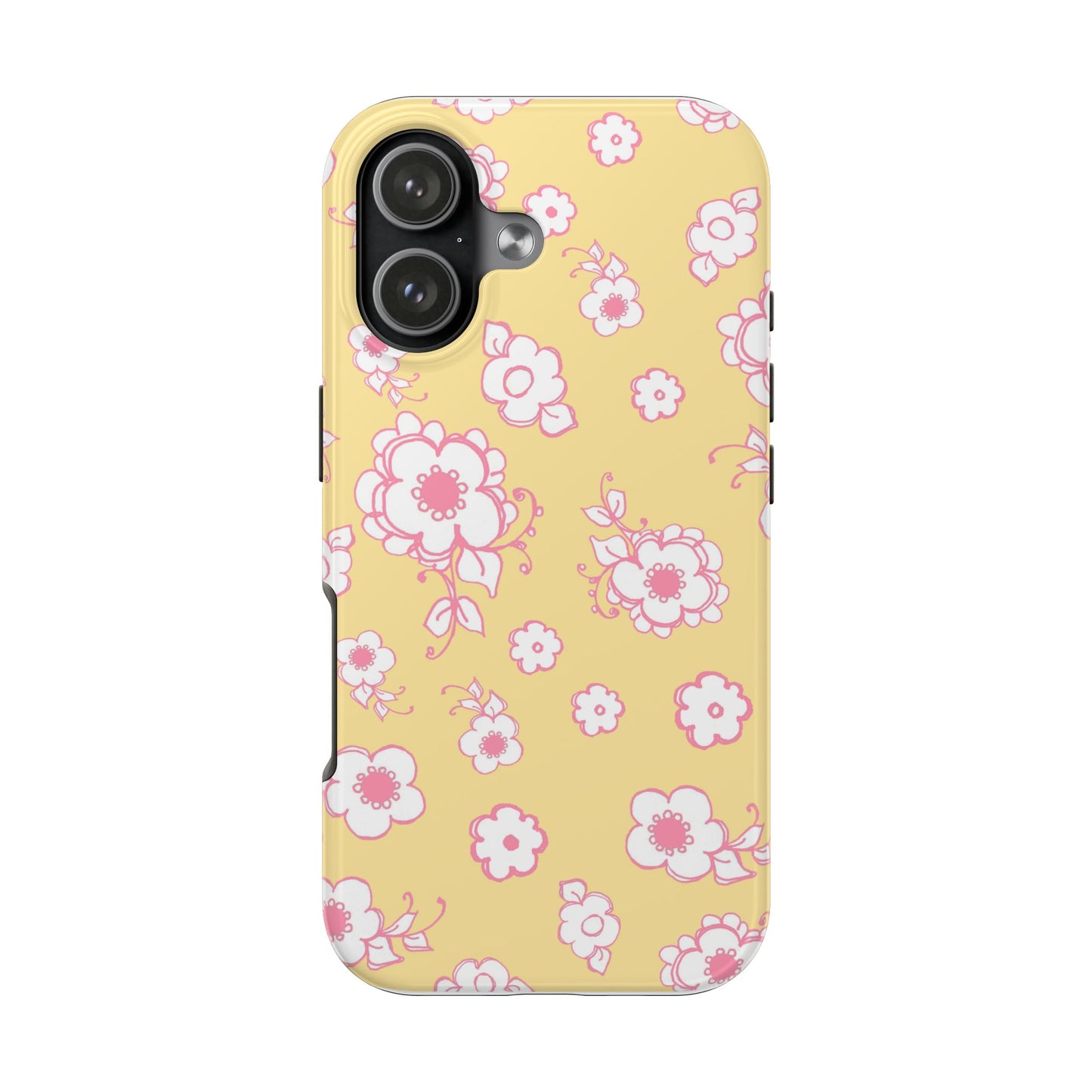 Pink Posies Yellow Phone Case