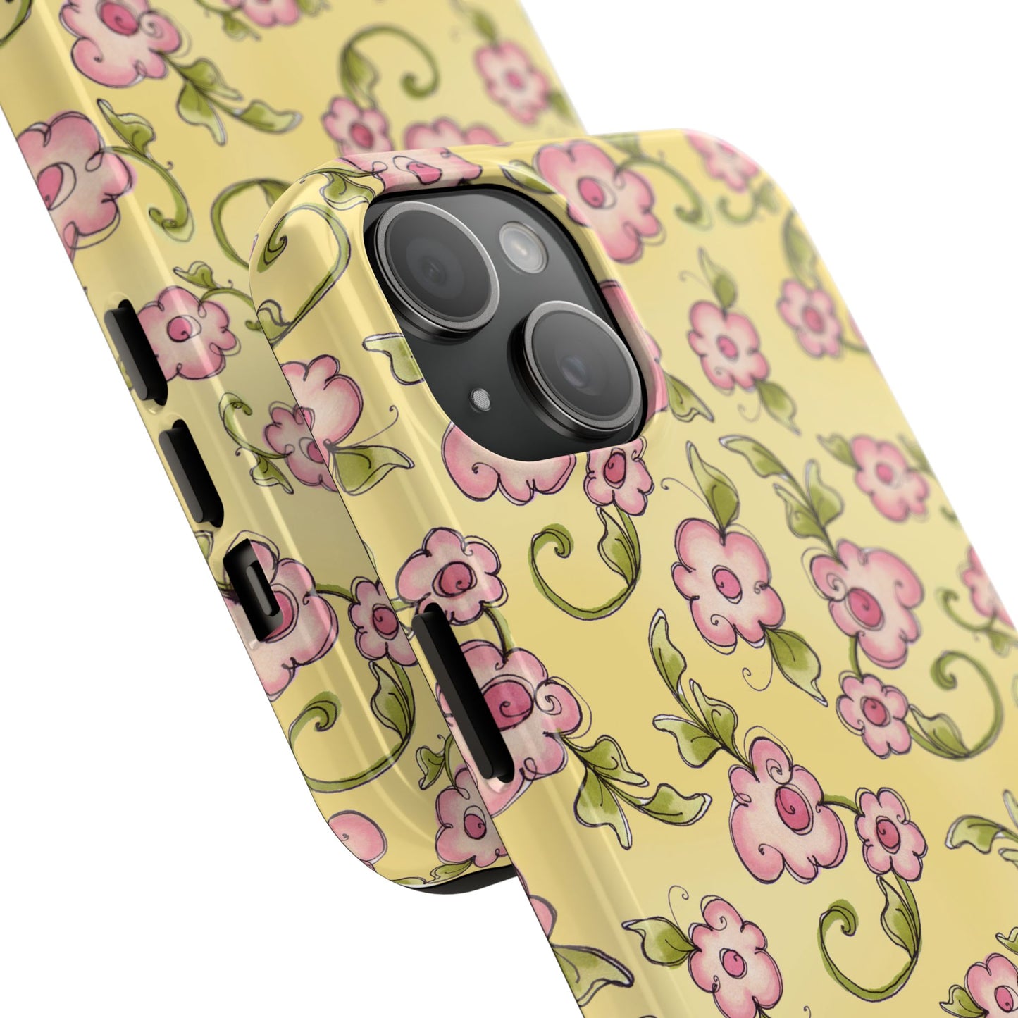 Scroll Daisies Yellow / Peach Phone Case