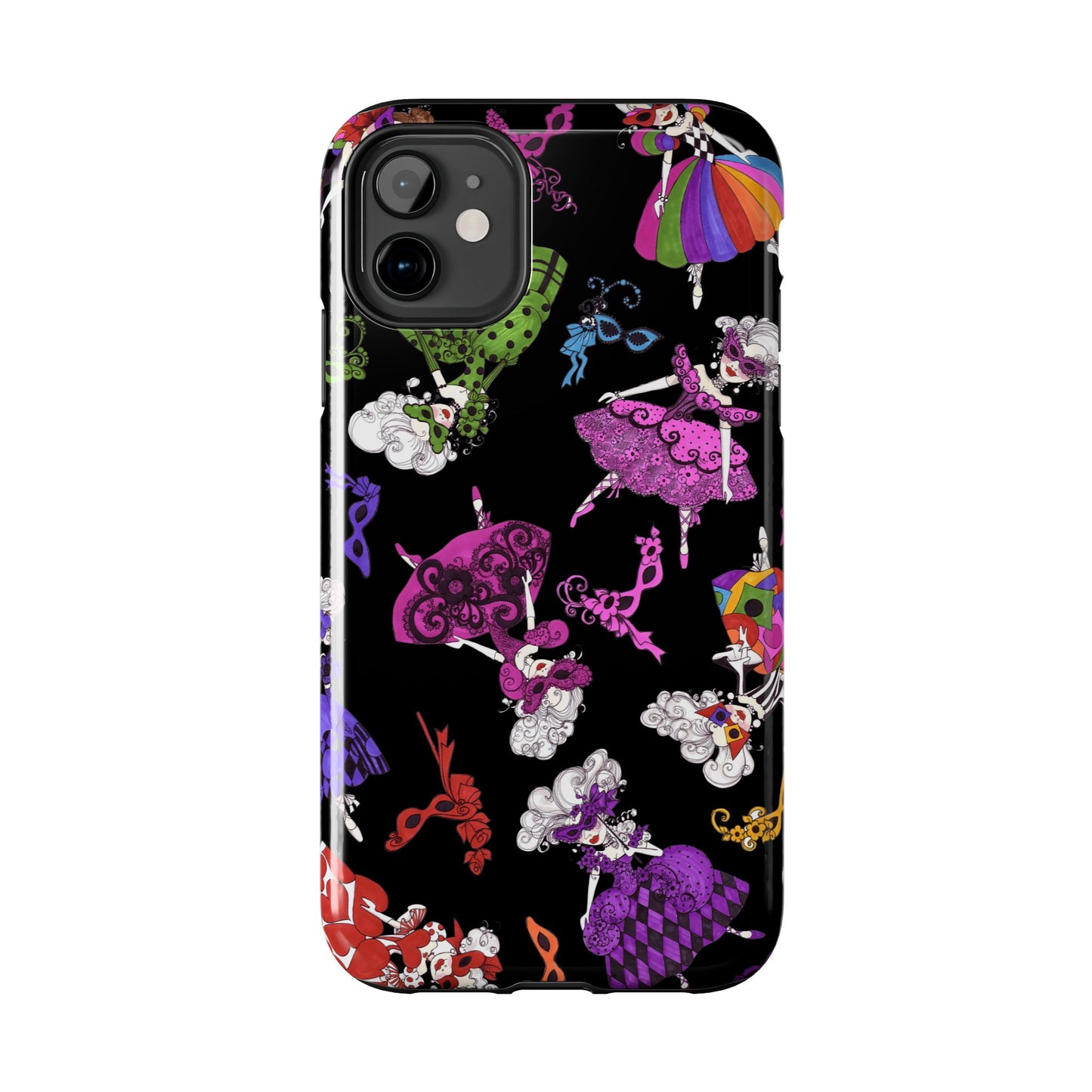 Tossed Masquerade Ladies Black Phone Case